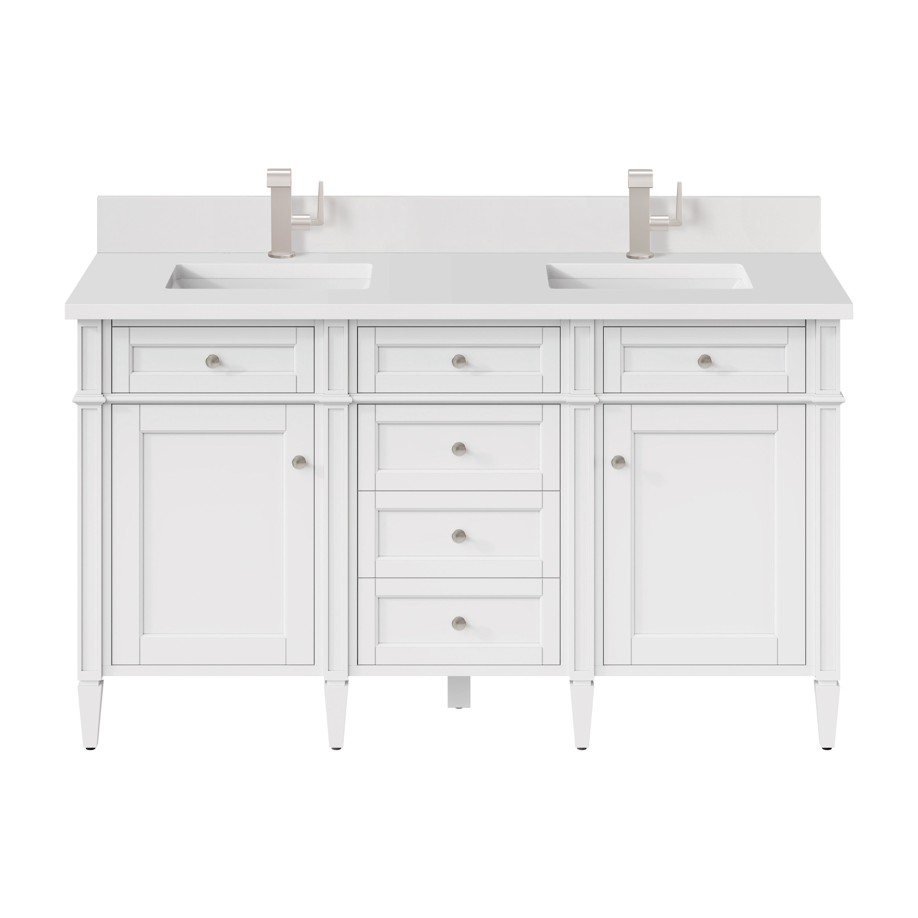 James Martin Brittany 60" Double Vanity in Bright White with 3cm Countertop