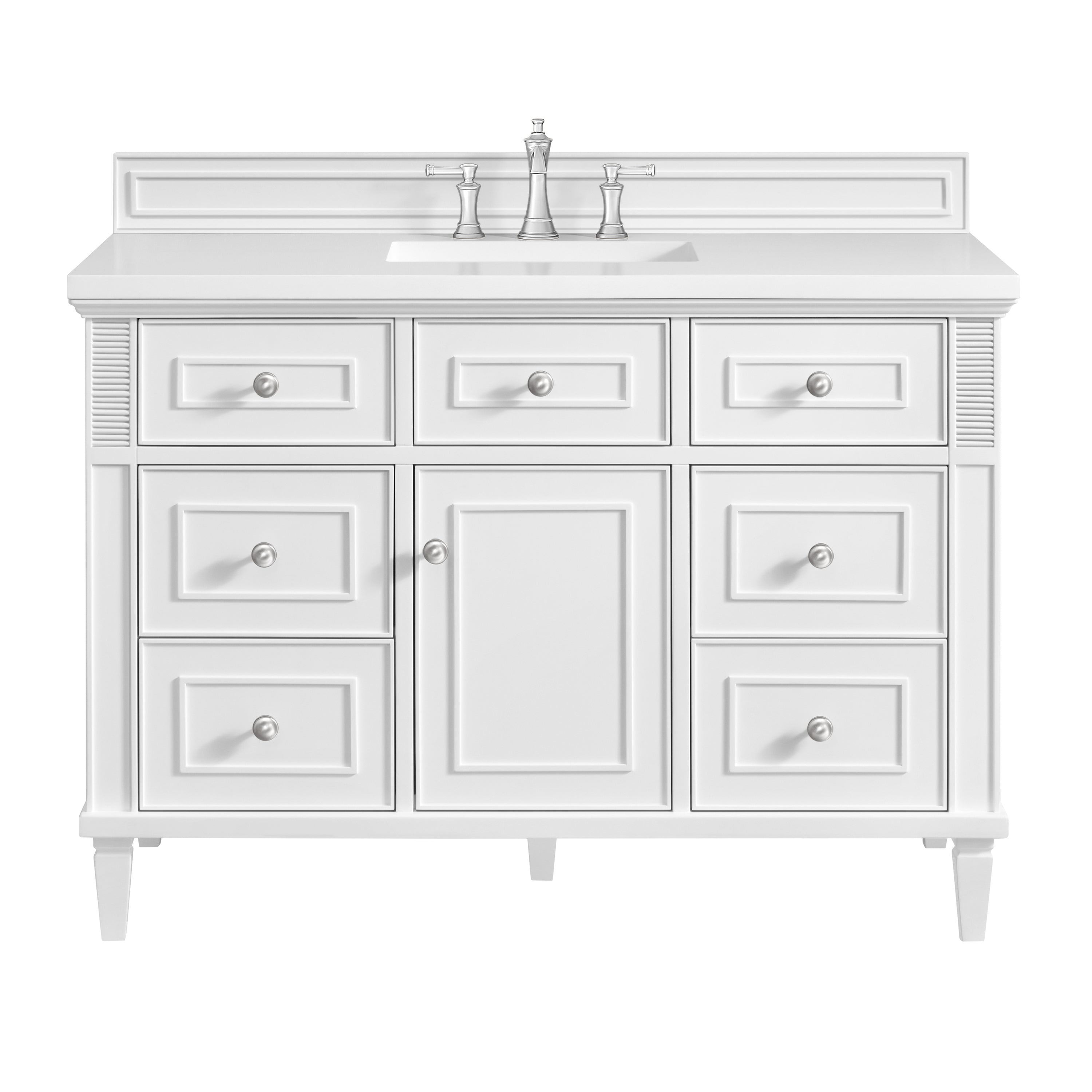 James Martin Lorelai 48" Single Vanity in Bright White with 3cm Countertop