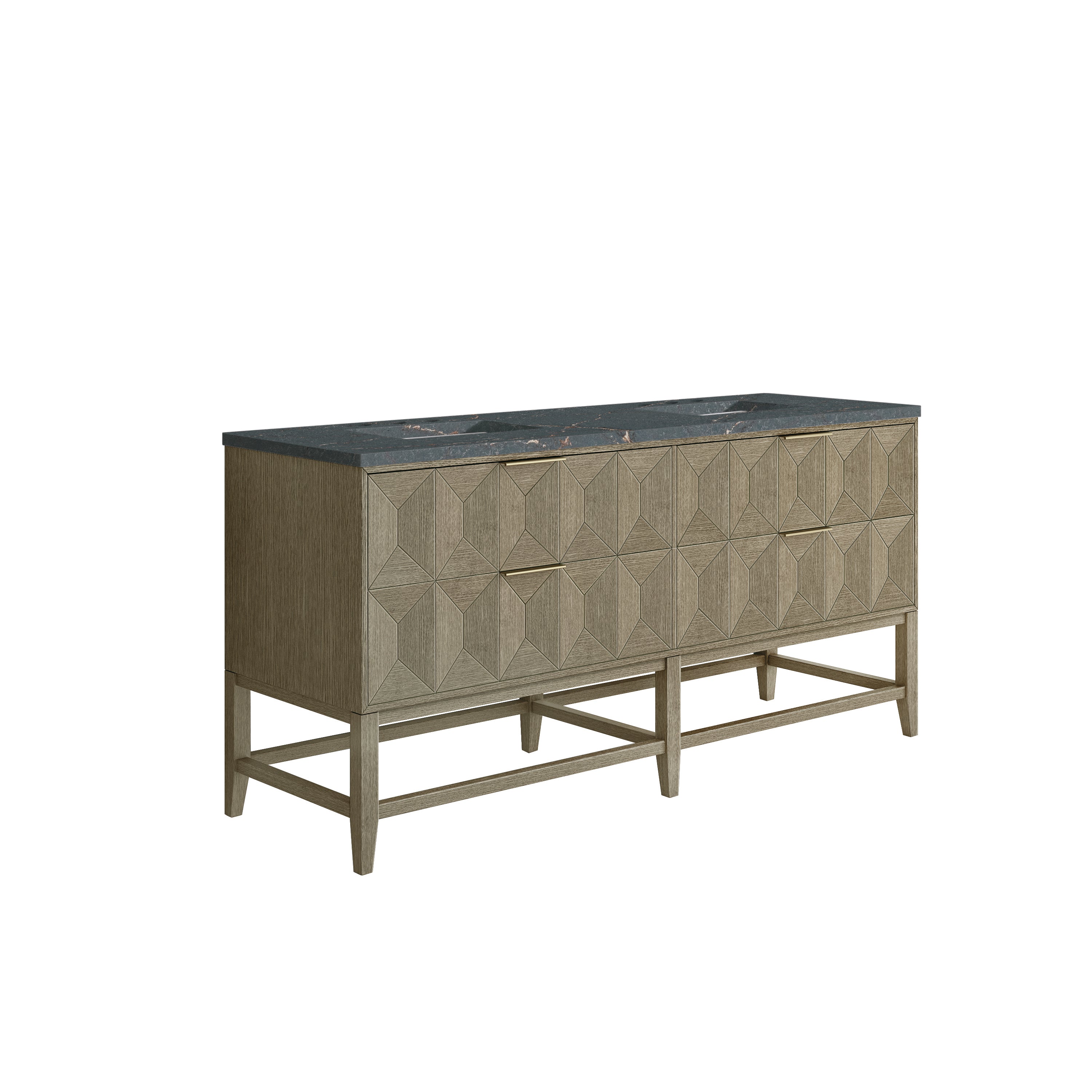 James Martin Emmeline 72" Double Vanity in Pebble Oak with 3cm Countertop