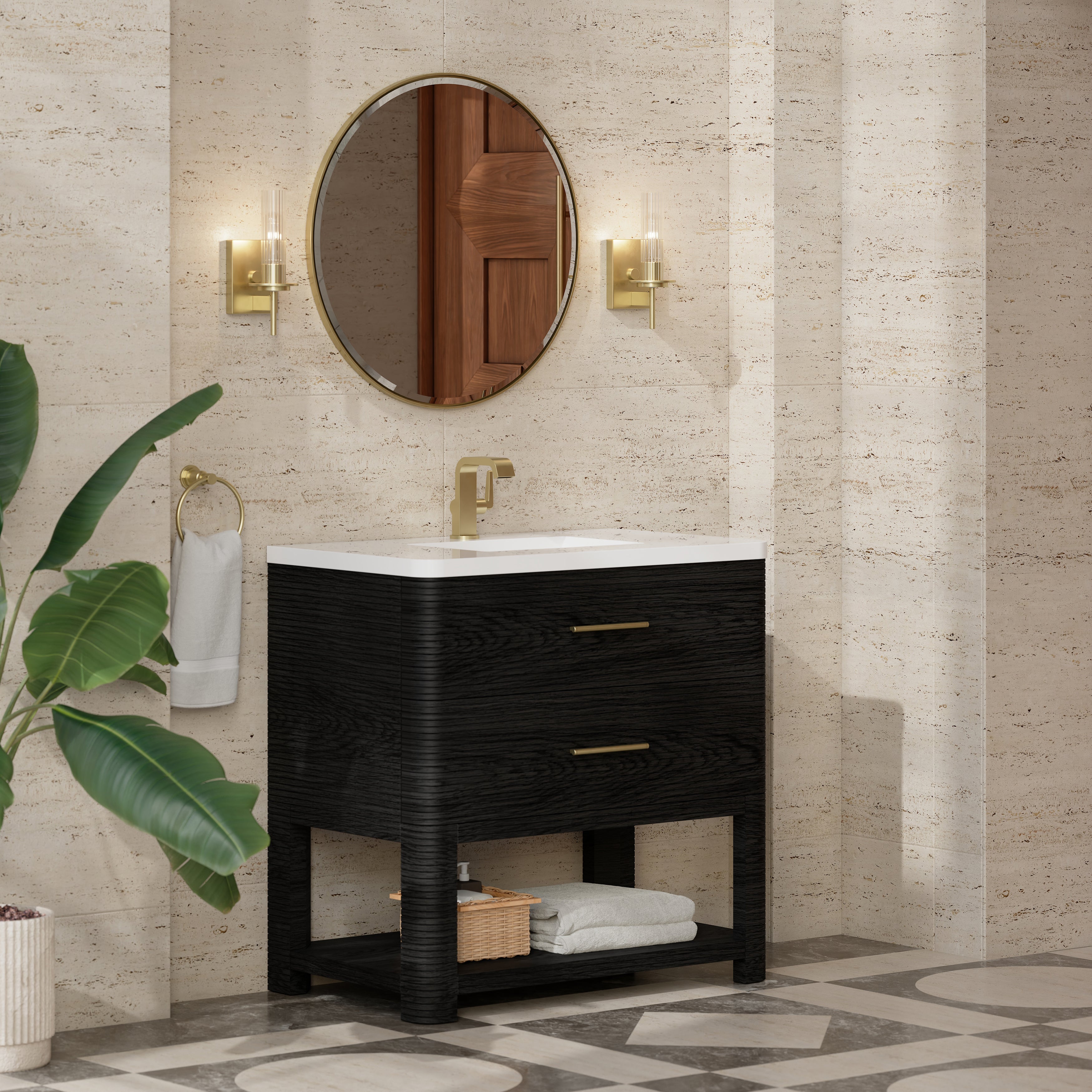 James Martin Lucian 36" Single Vanity in Carbon Oak with 3cm Countertop