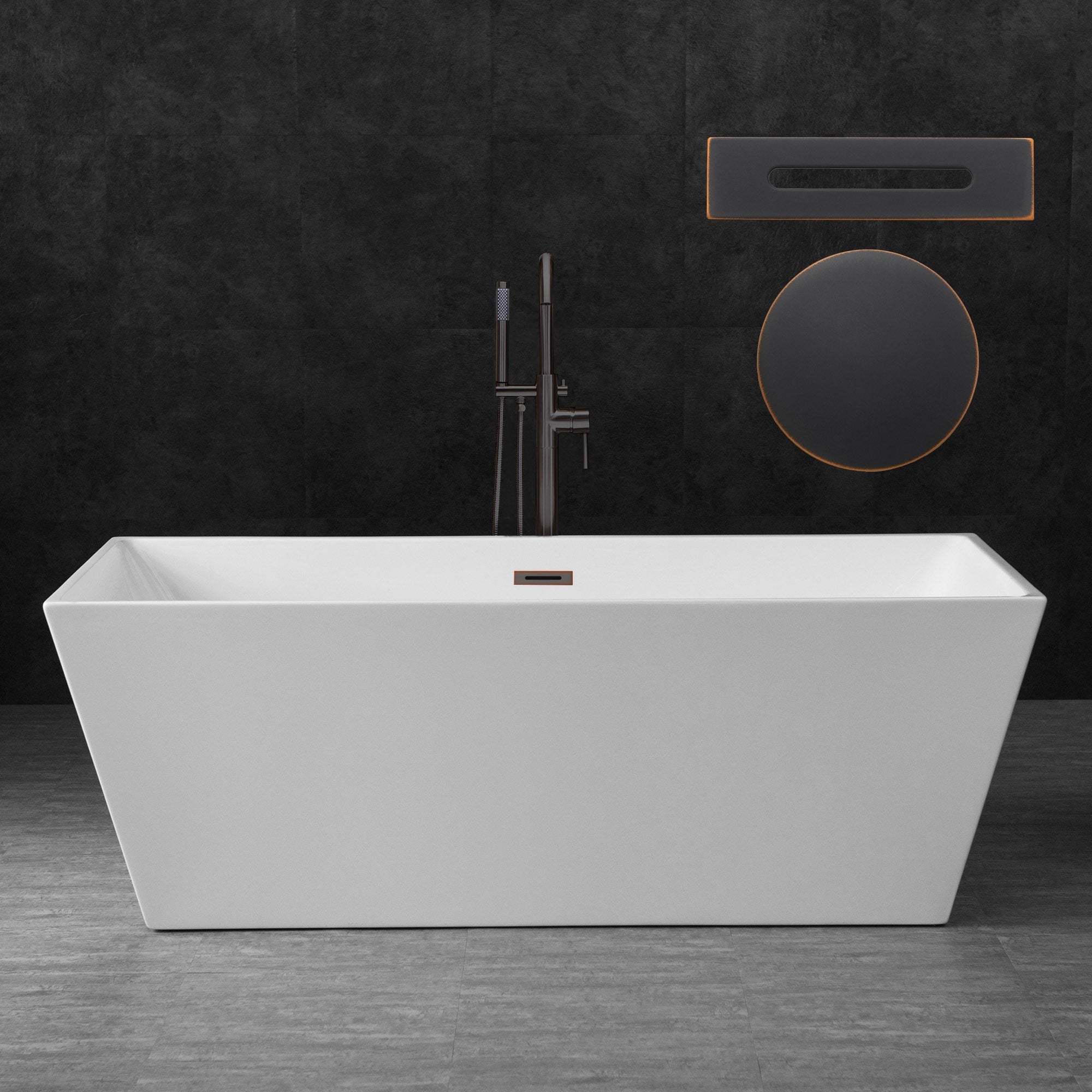 WOODBRIDGE 67" Acrylic Freestanding Bathtub Contemporary Soaking Tub with Drain & Overflow, B0003