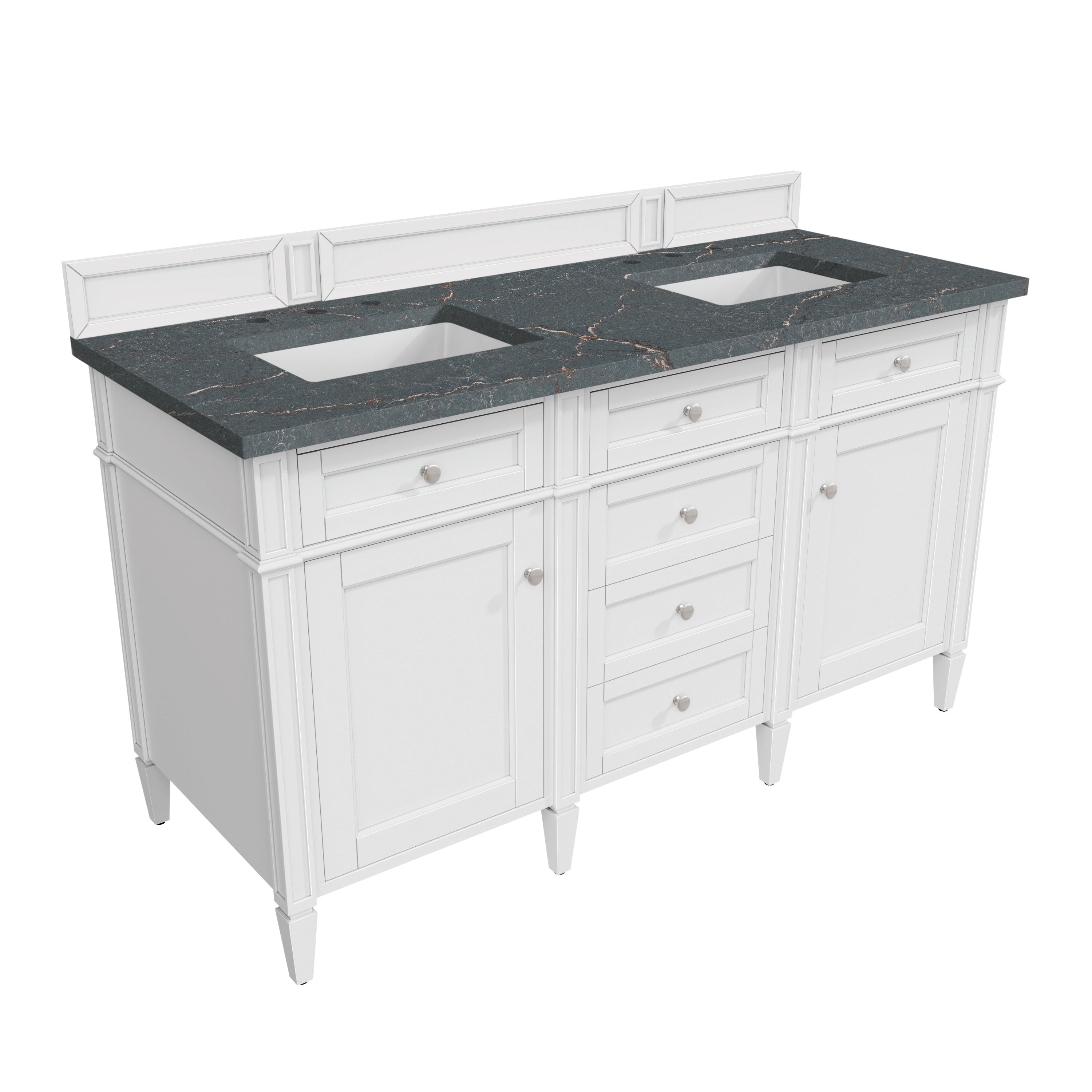 James Martin Brittany 60" Double Vanity in Bright White with 3cm Countertop