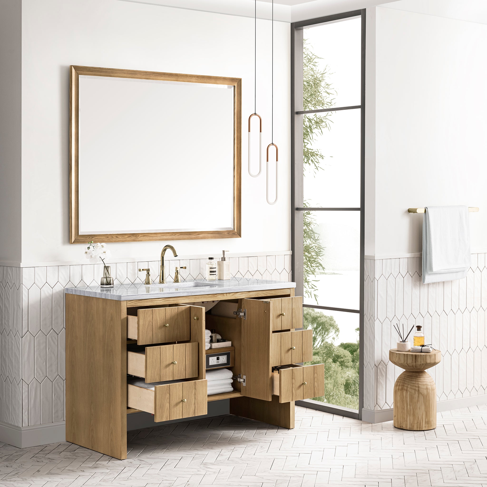 James Martin Hudson 48" Single Vanity in Light Natural Oak with 3cm Countertop