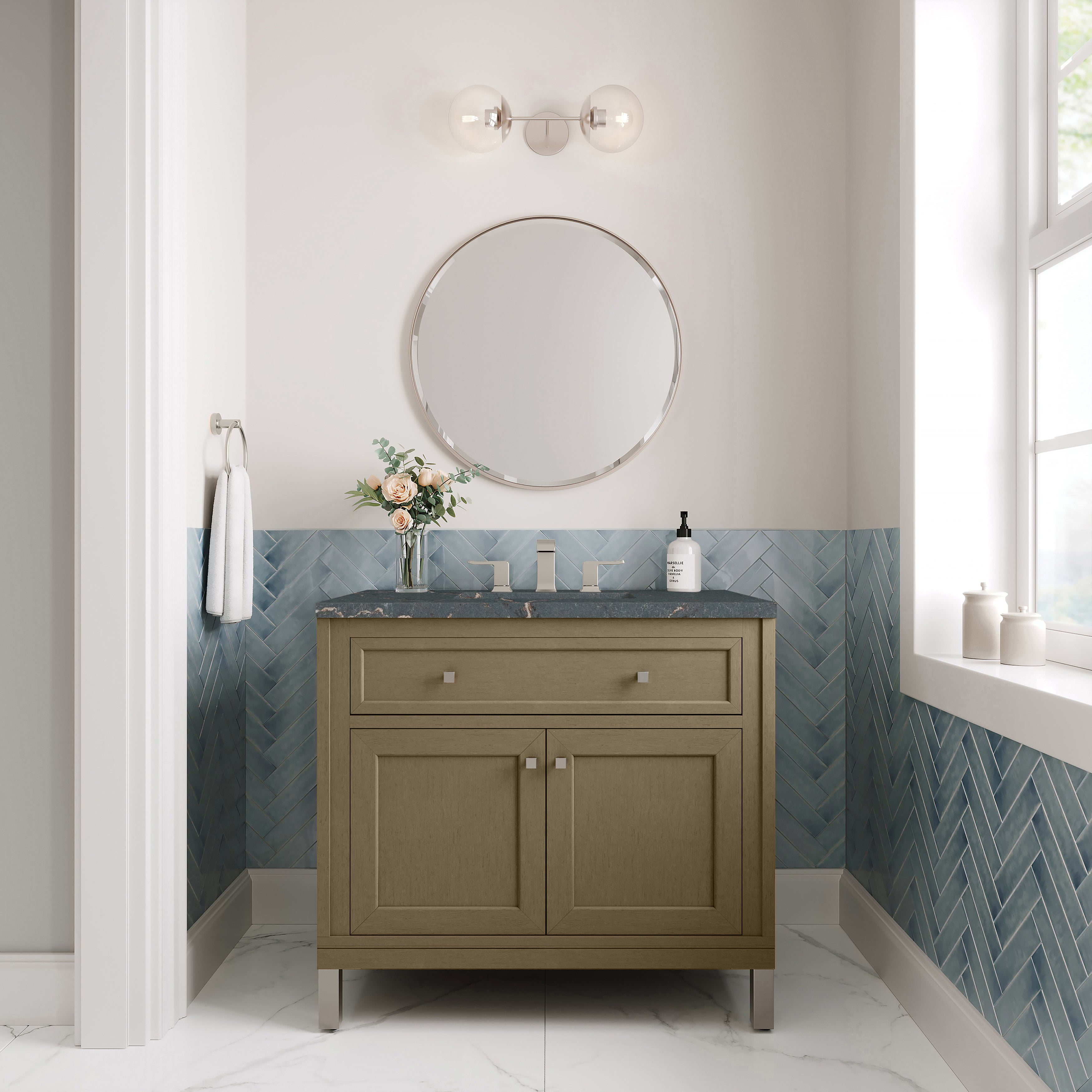 James Martin Chicago 36" Single Vanity in Walnut Whisper with 3cm Countertop