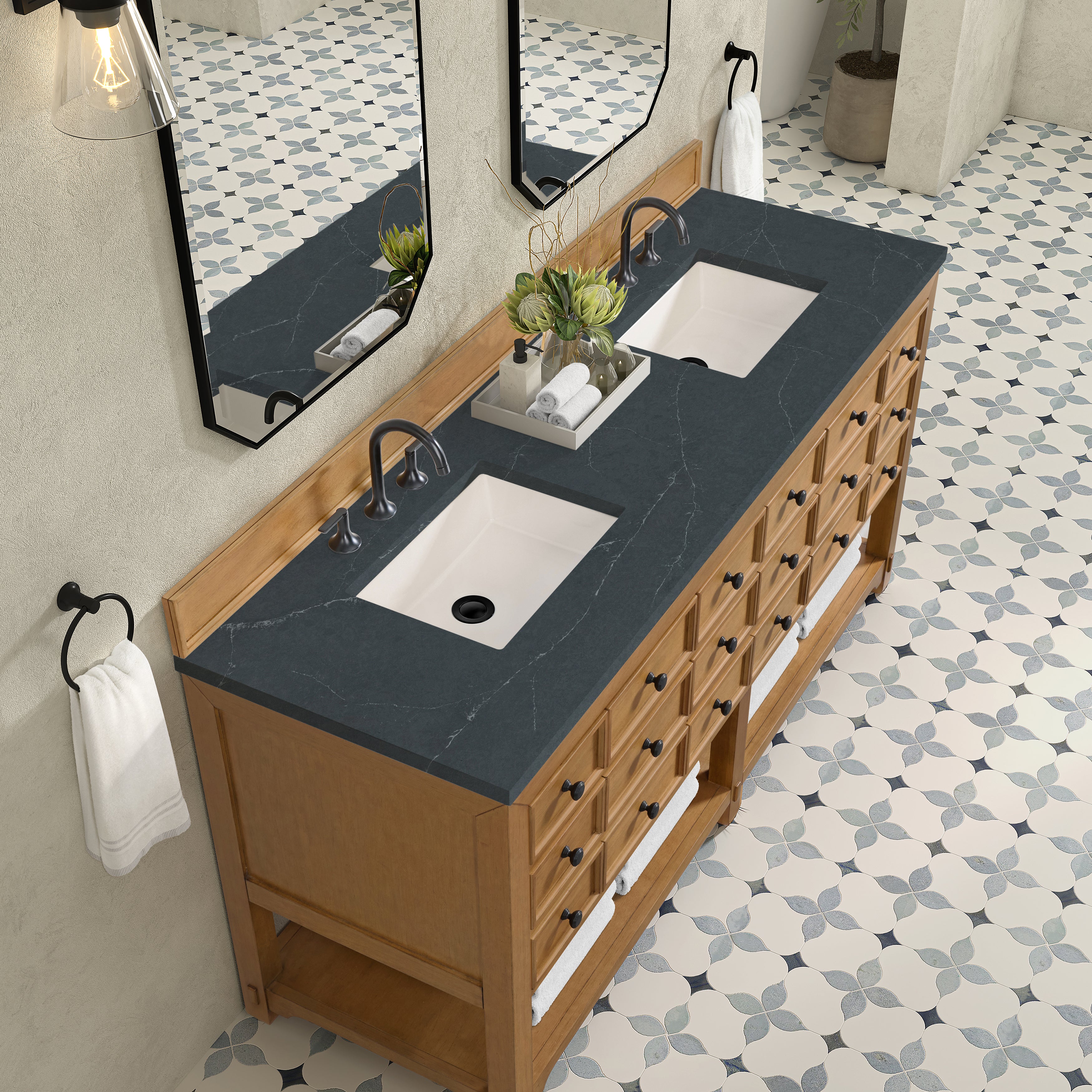 James Martin Malibu 72" Double Vanity in Amber Birch with 3cm Countertop