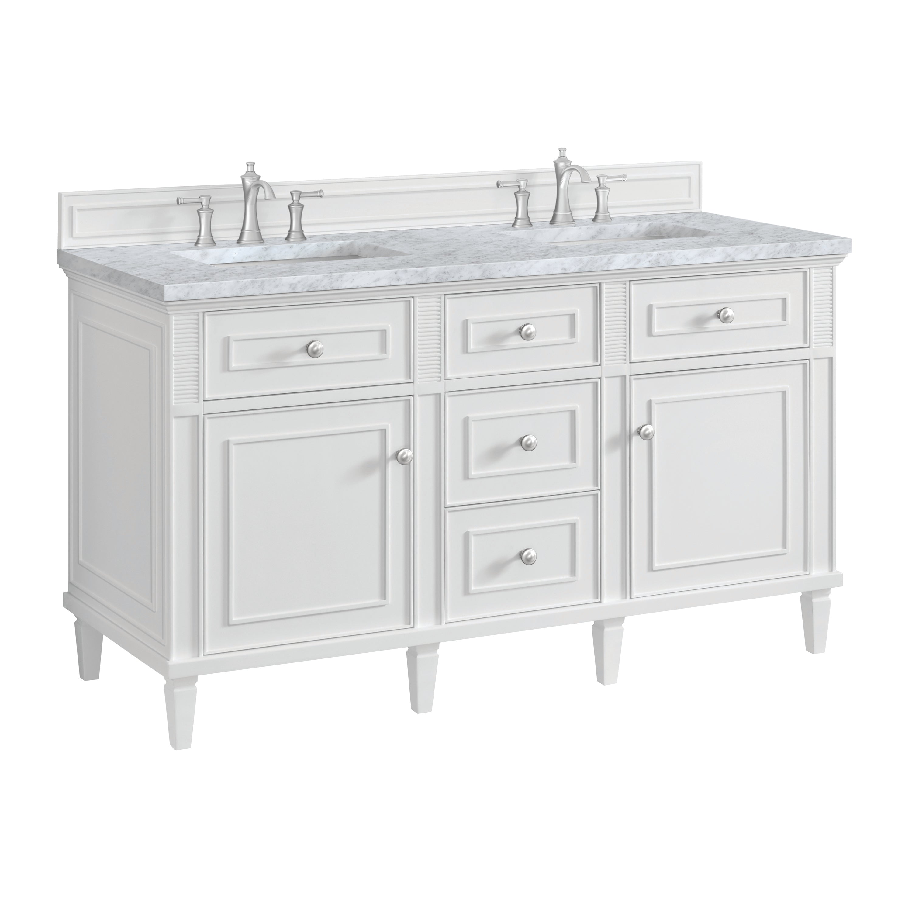 James Martin Lorelai 60" Double Vanity in Bright White with 3cm Countertop