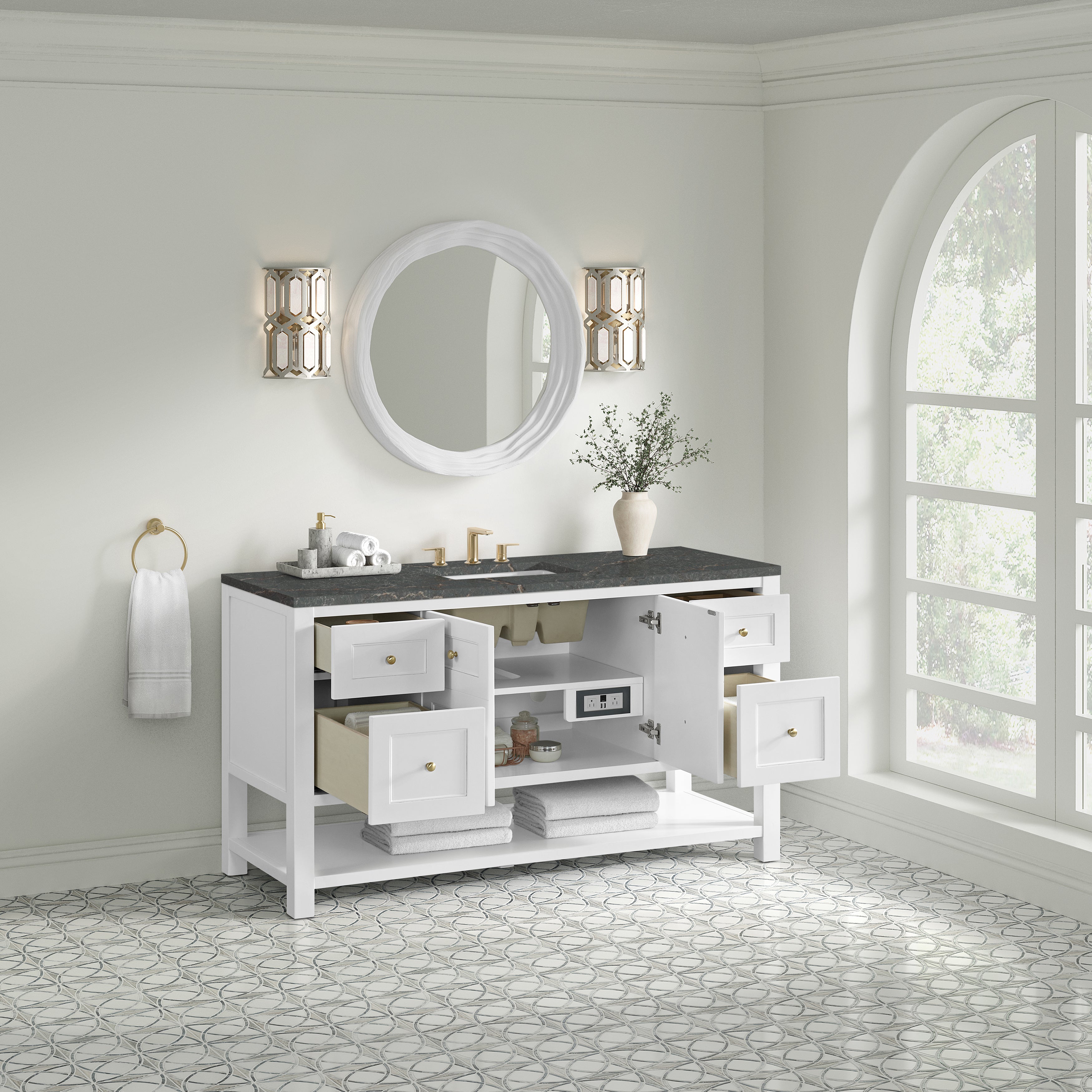 James Martin Breckenridge 60" Single Vanity in Bright White with 3cm Countertop