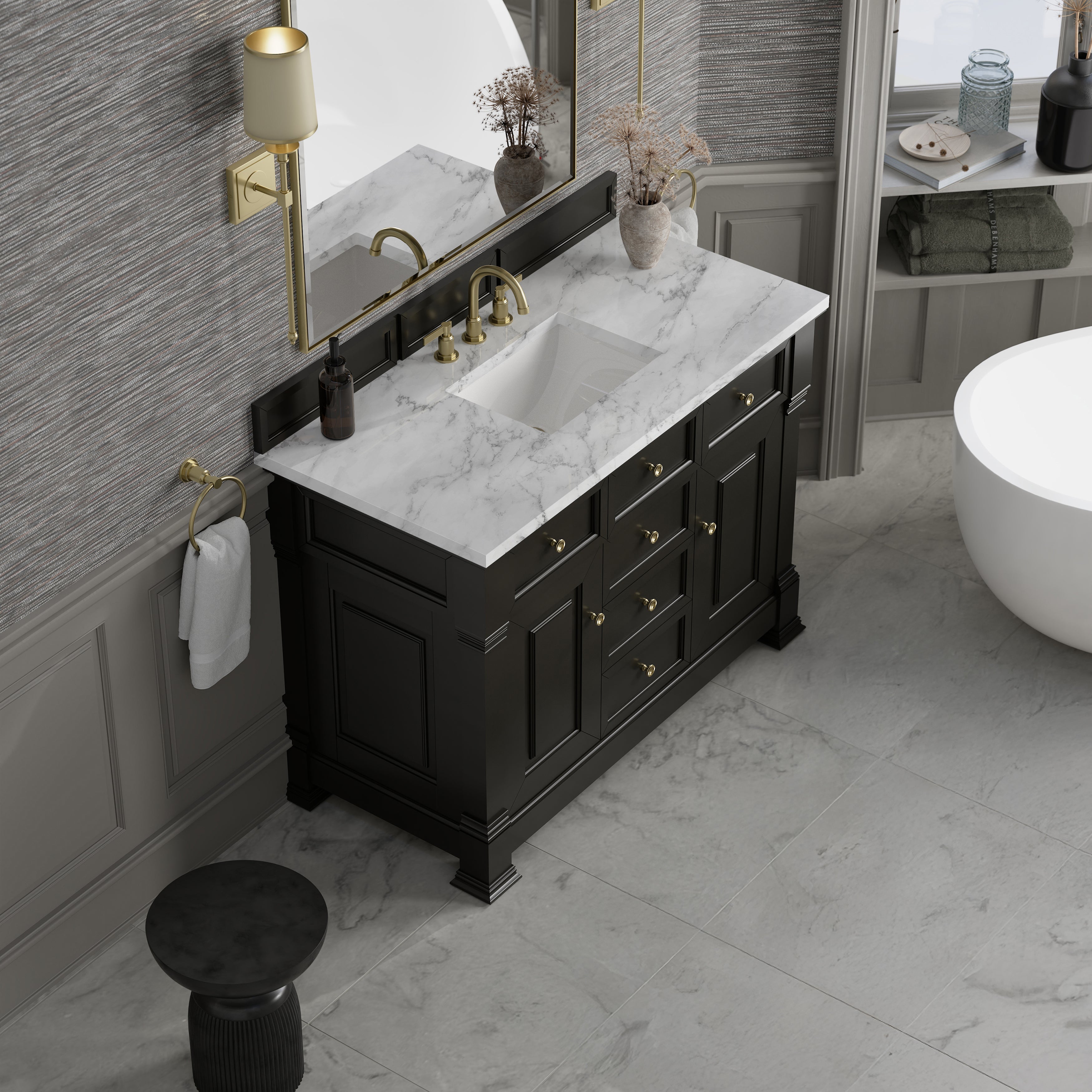 James Martin Brookfield 48" Single Vanity in Black Onyx with 3cm Countertop