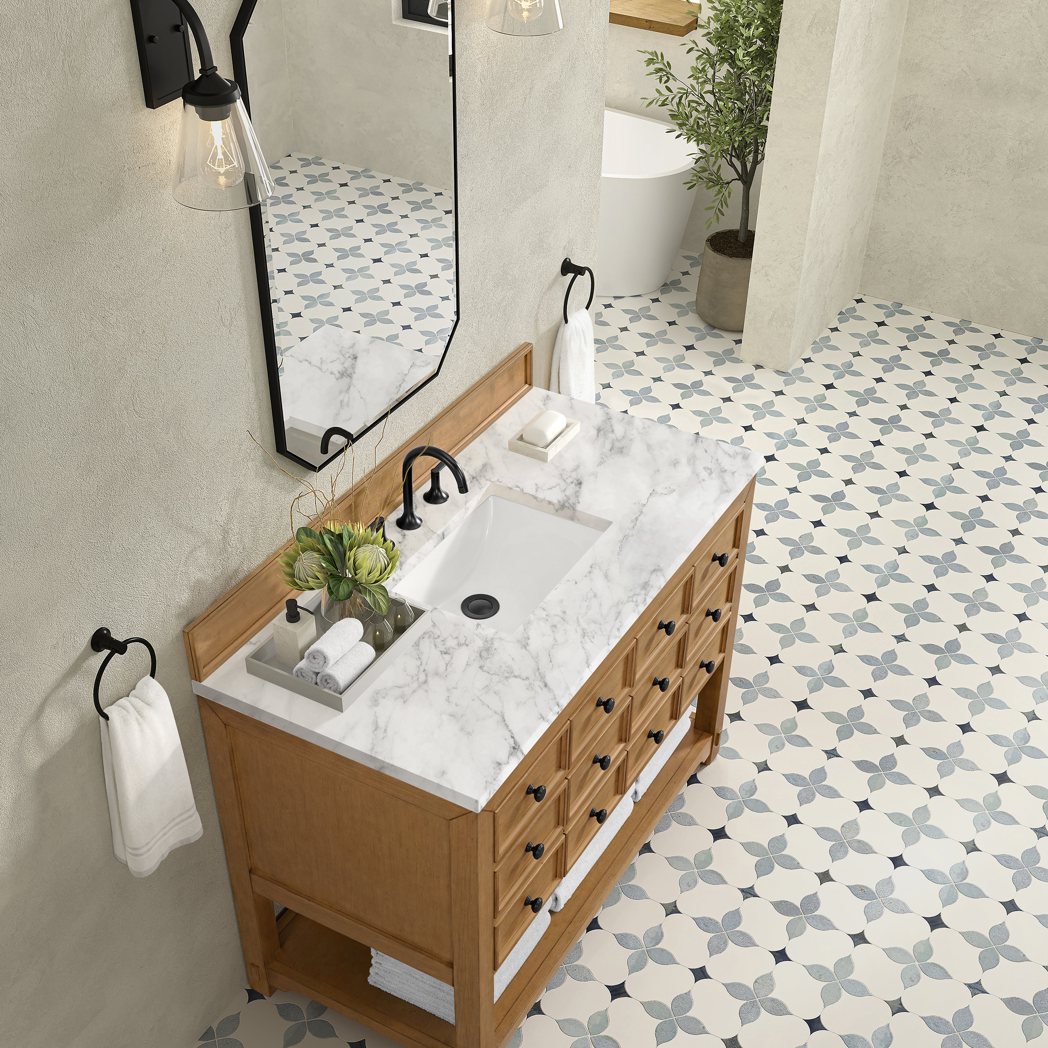 James Martin Malibu 48" Single Vanity in Amber Birch with 3cm Countertop