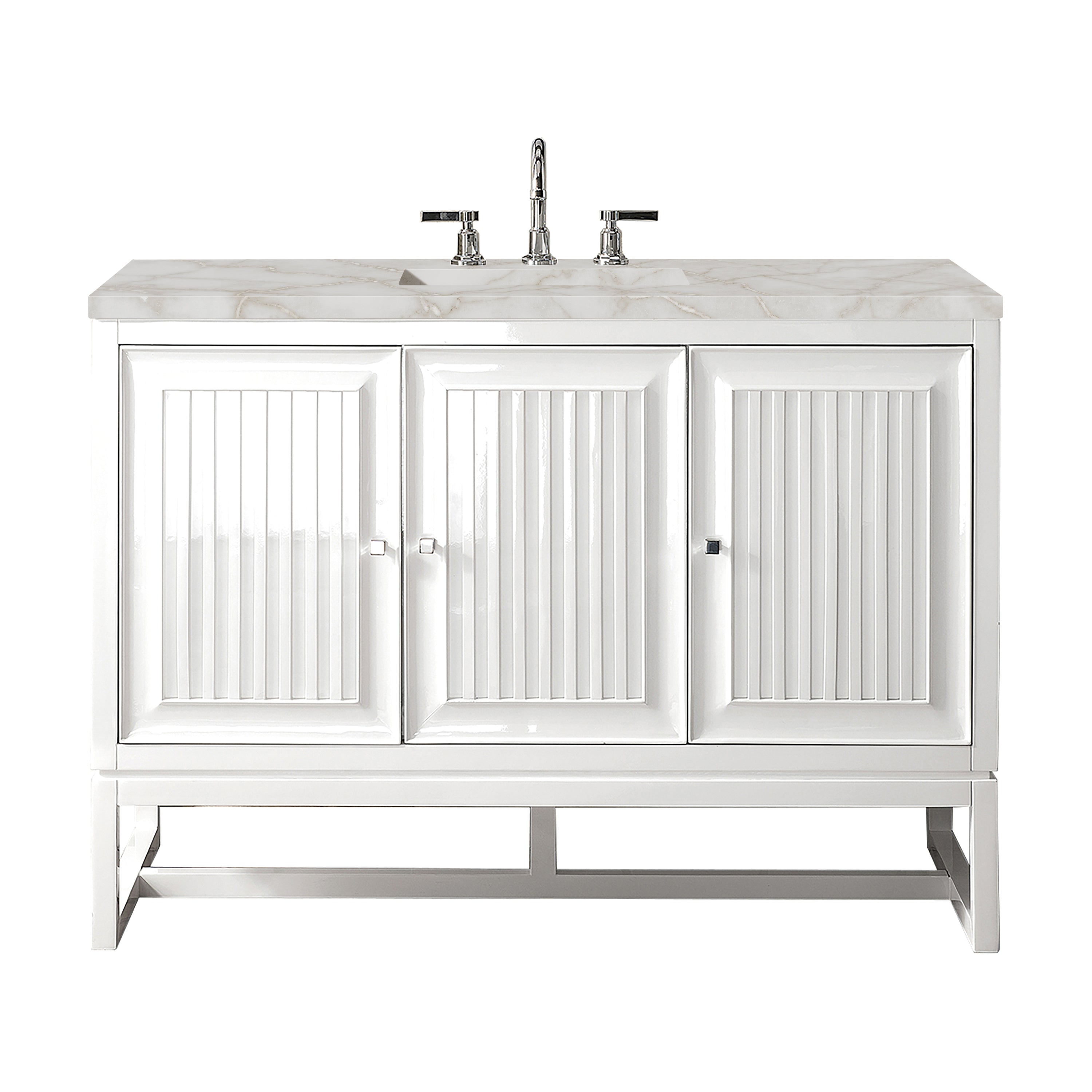 James Martin Athens 48" Single Vanity in Glossy White with 3cm Countertop