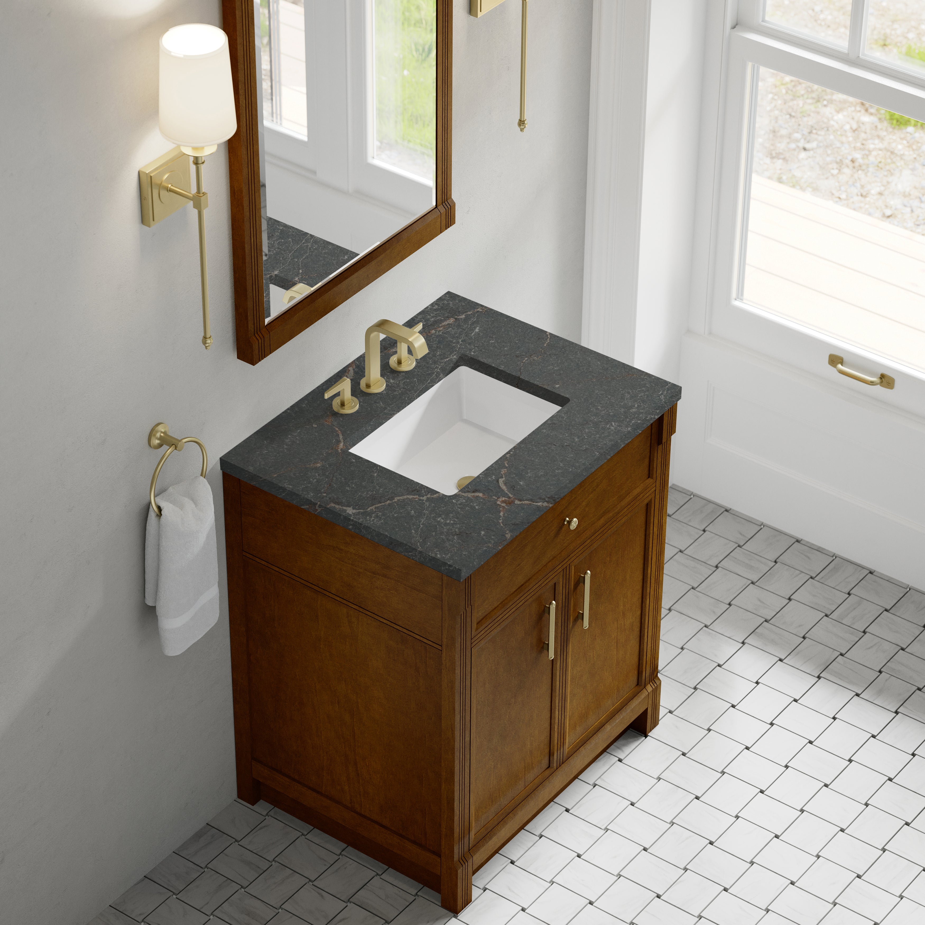 James Martin Bellshire 30" Single Vanity in Honey Oak with 3cm Countertop