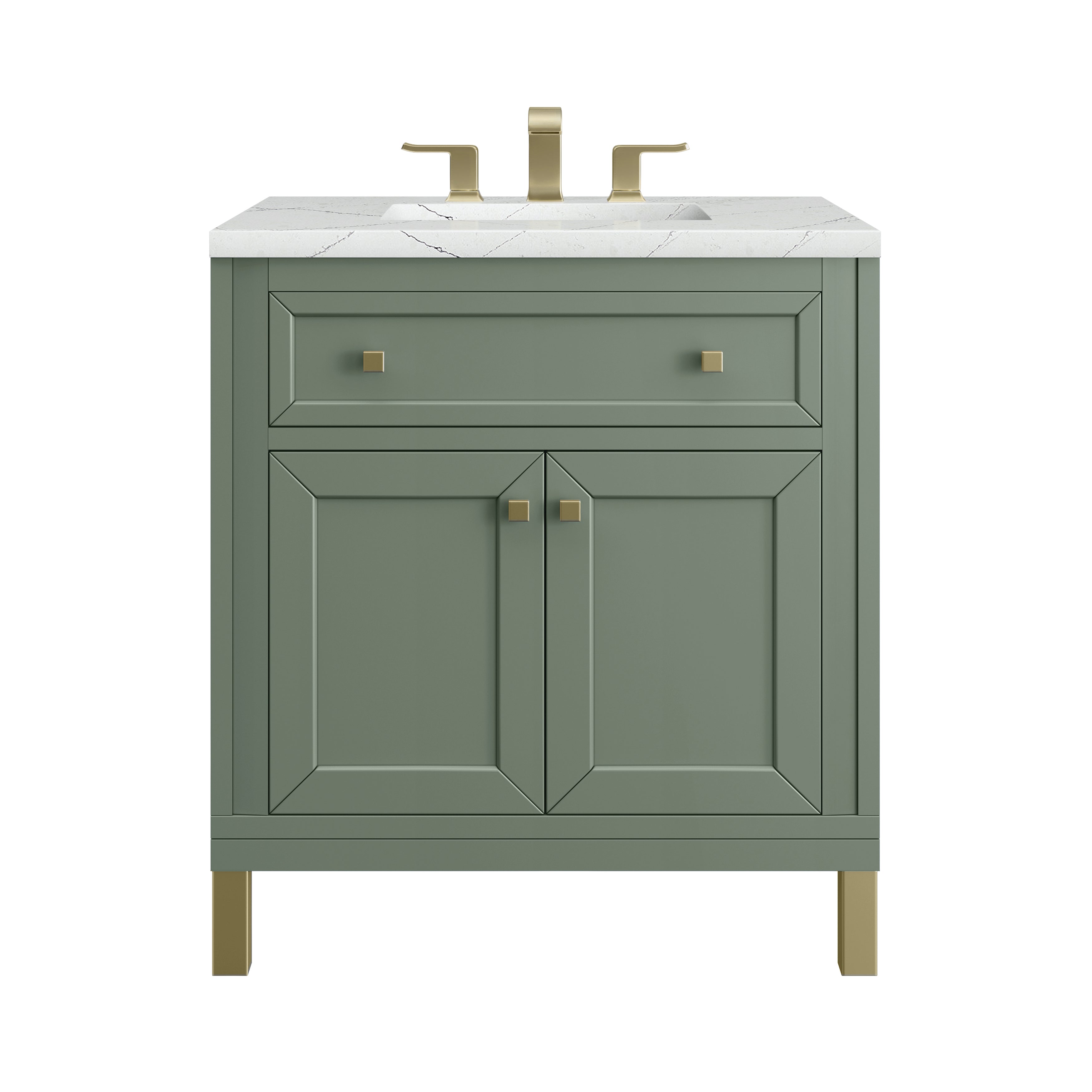 James Martin Chicago 30" Single Vanity in Smokey Celadon with 3cm Countertop