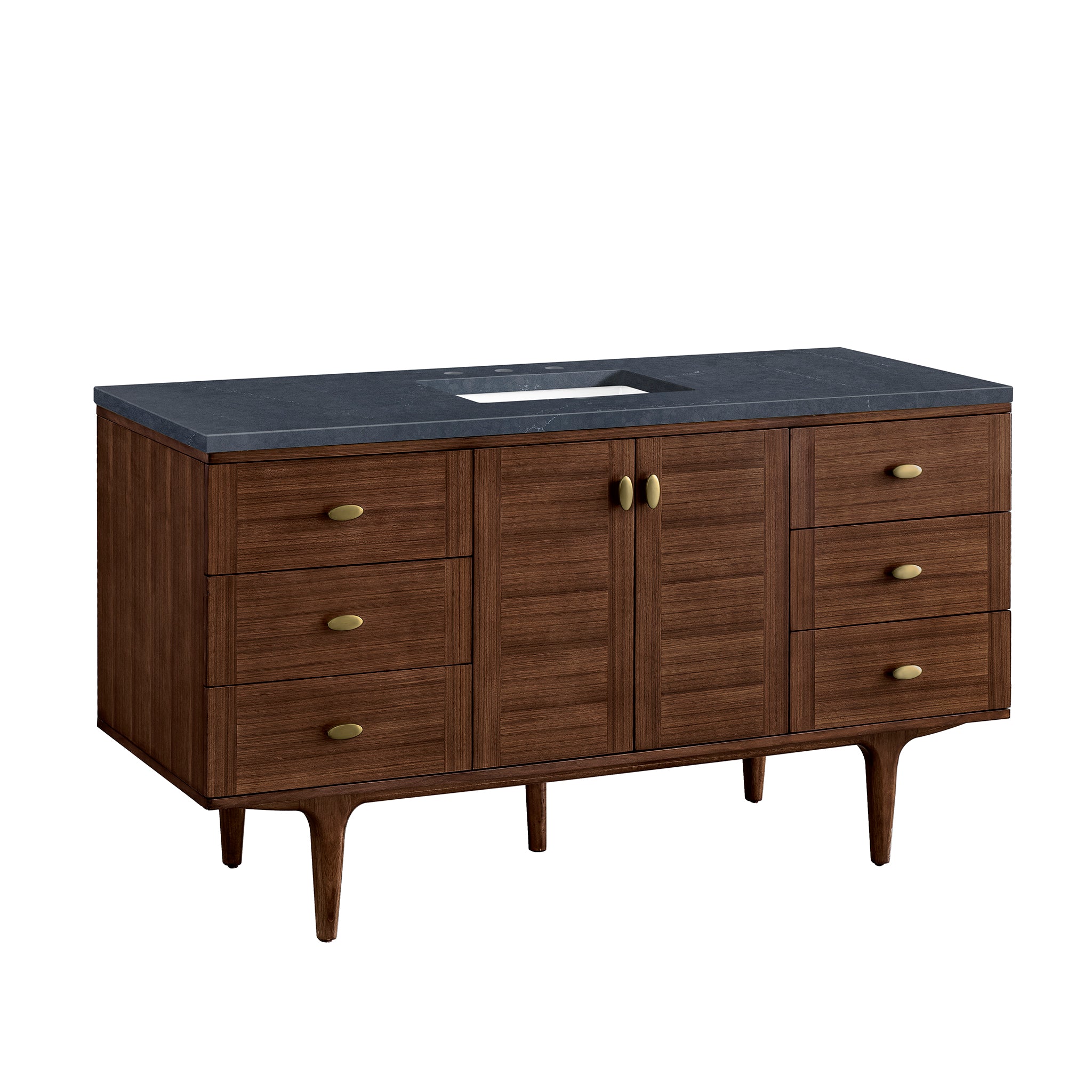 James Martin Amberly 60" Single Vanity in Mid-Century Walnut with 3cm Countertop