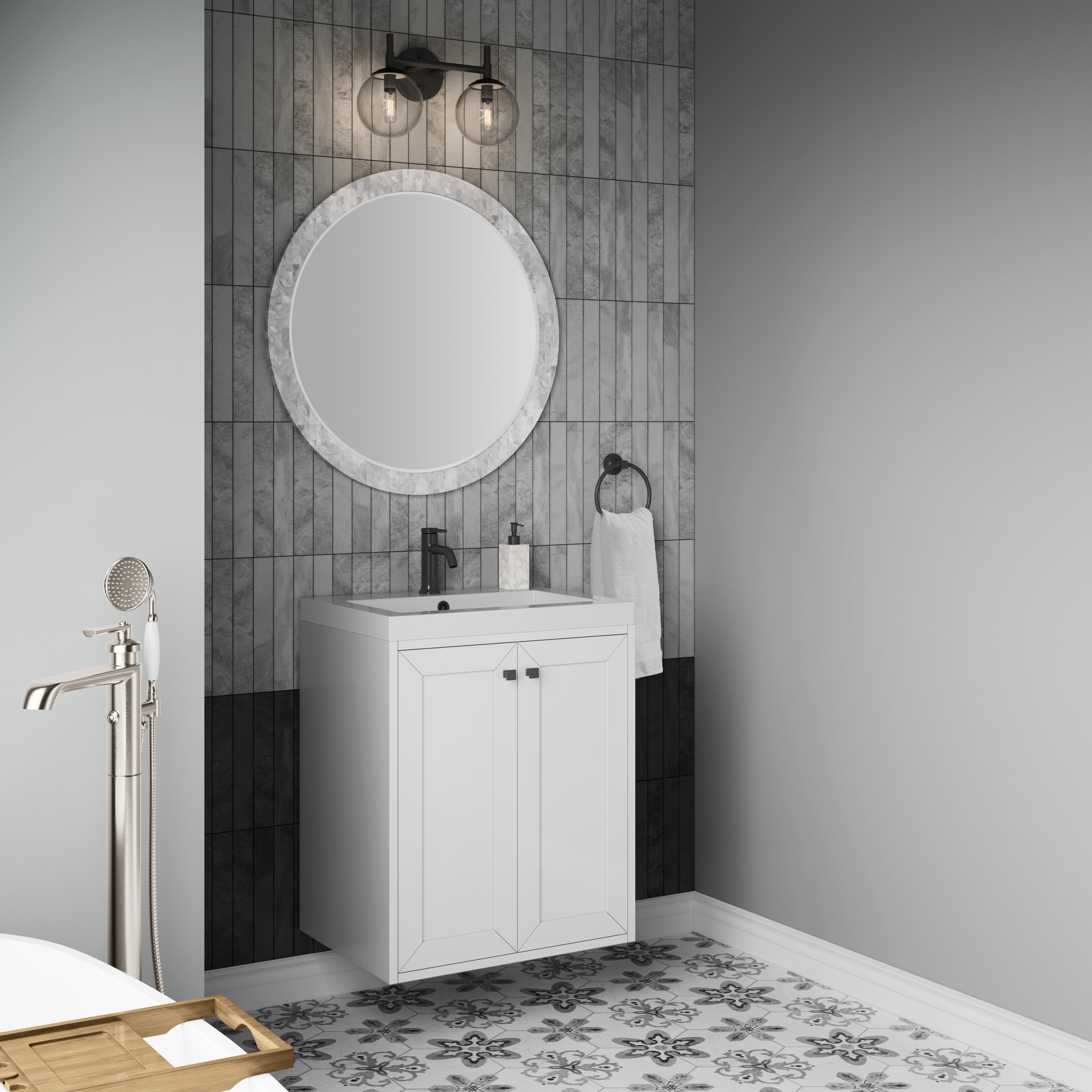 James Martin Chianti 24" Single Vanity in Glossy White with White Glossy Composite Stone Top