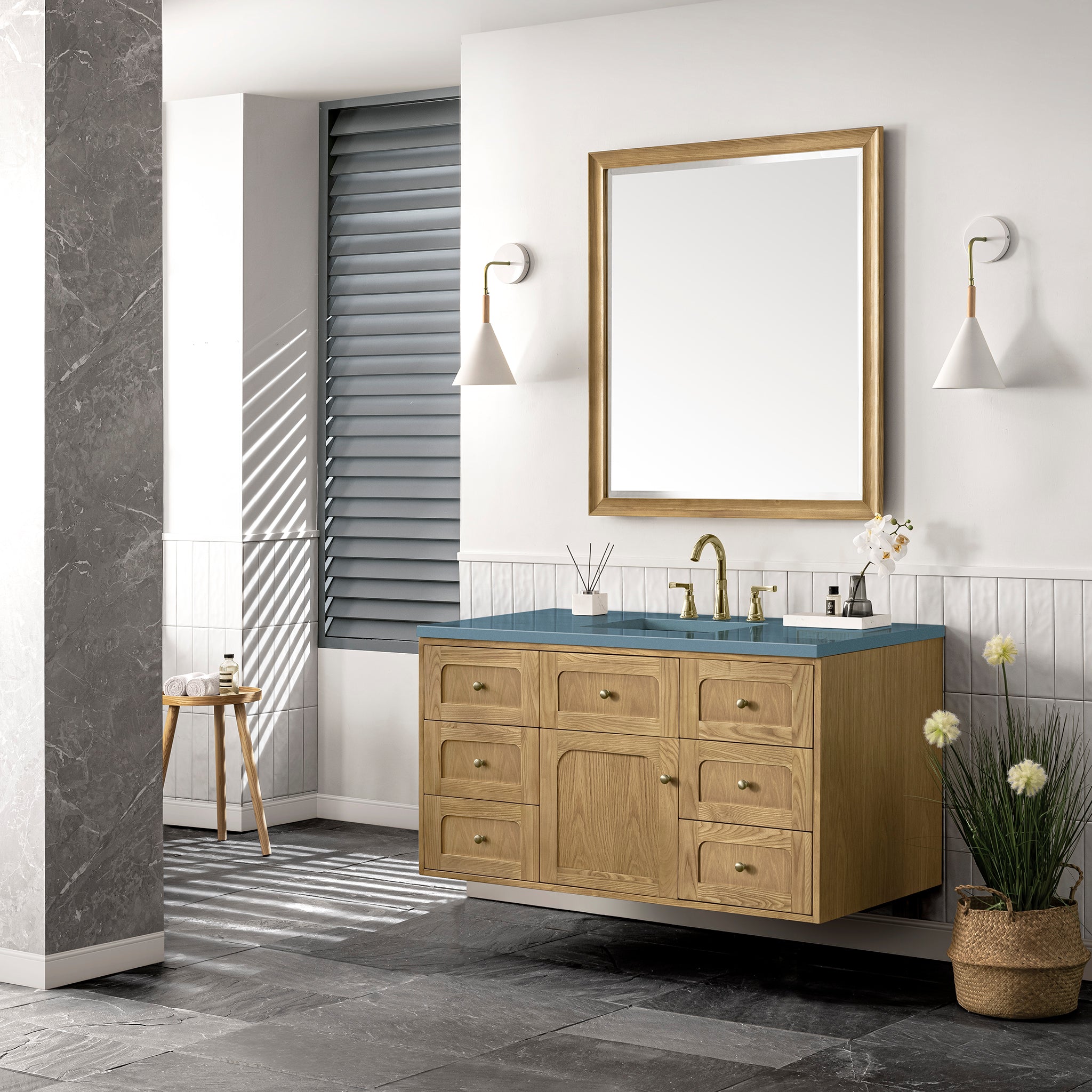 James Martin Laurent 48" Single Vanity in Light Natural Oak with 3cm Countertop