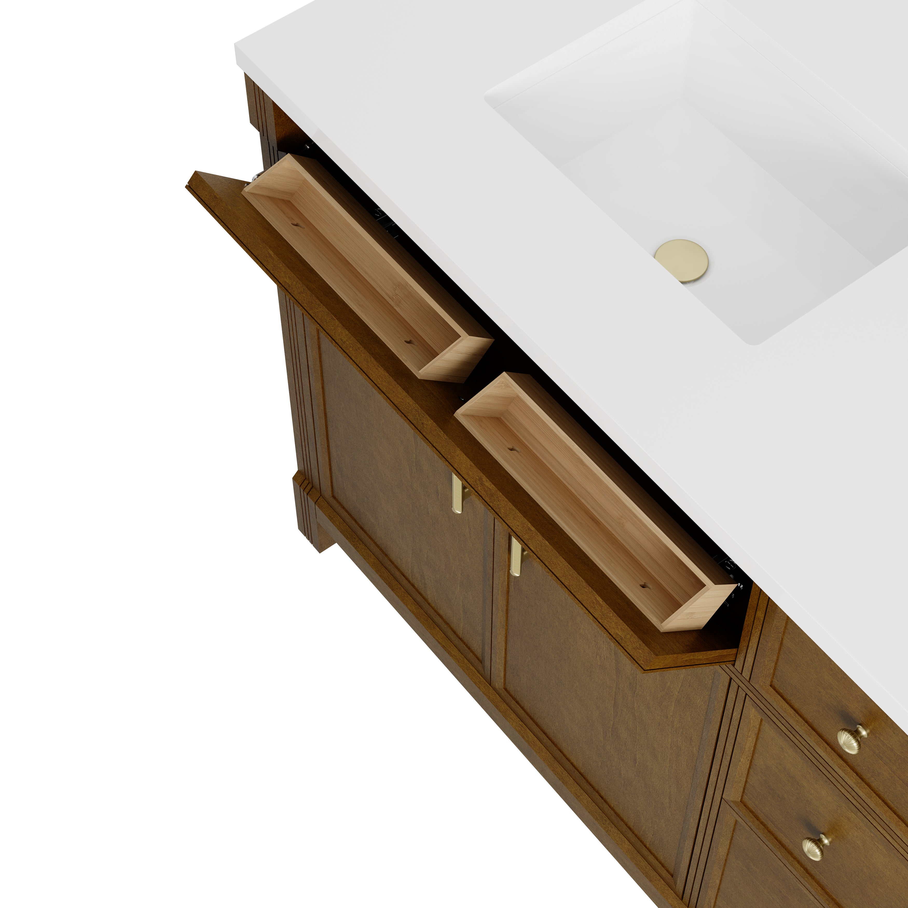 James Martin Bellshire 72" Double Vanity in Honey Oak with 3cm Countertop and FreePower Wireless Charger
