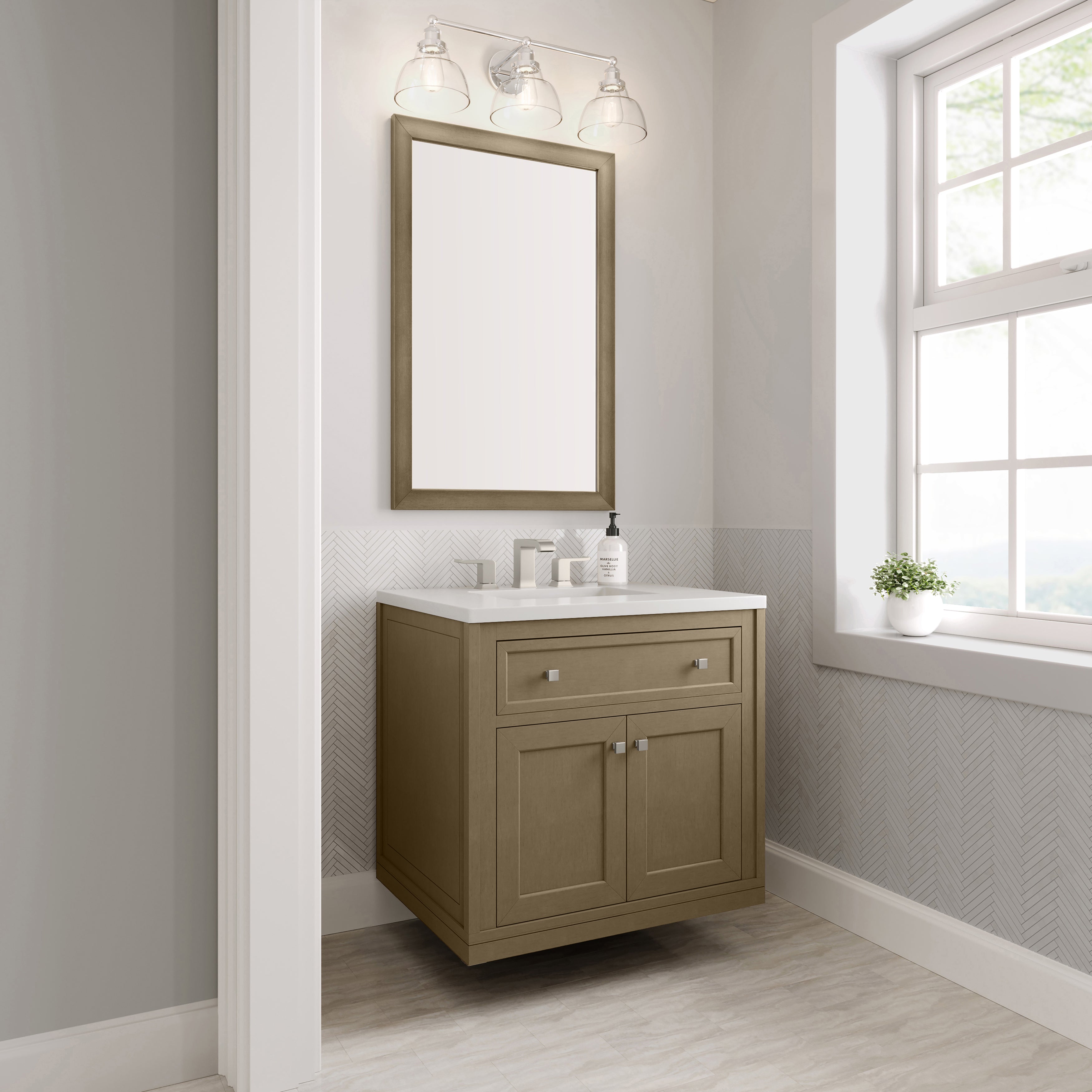 James Martin Chicago 30" Single Vanity in Walnut Whisper with 3cm Countertop