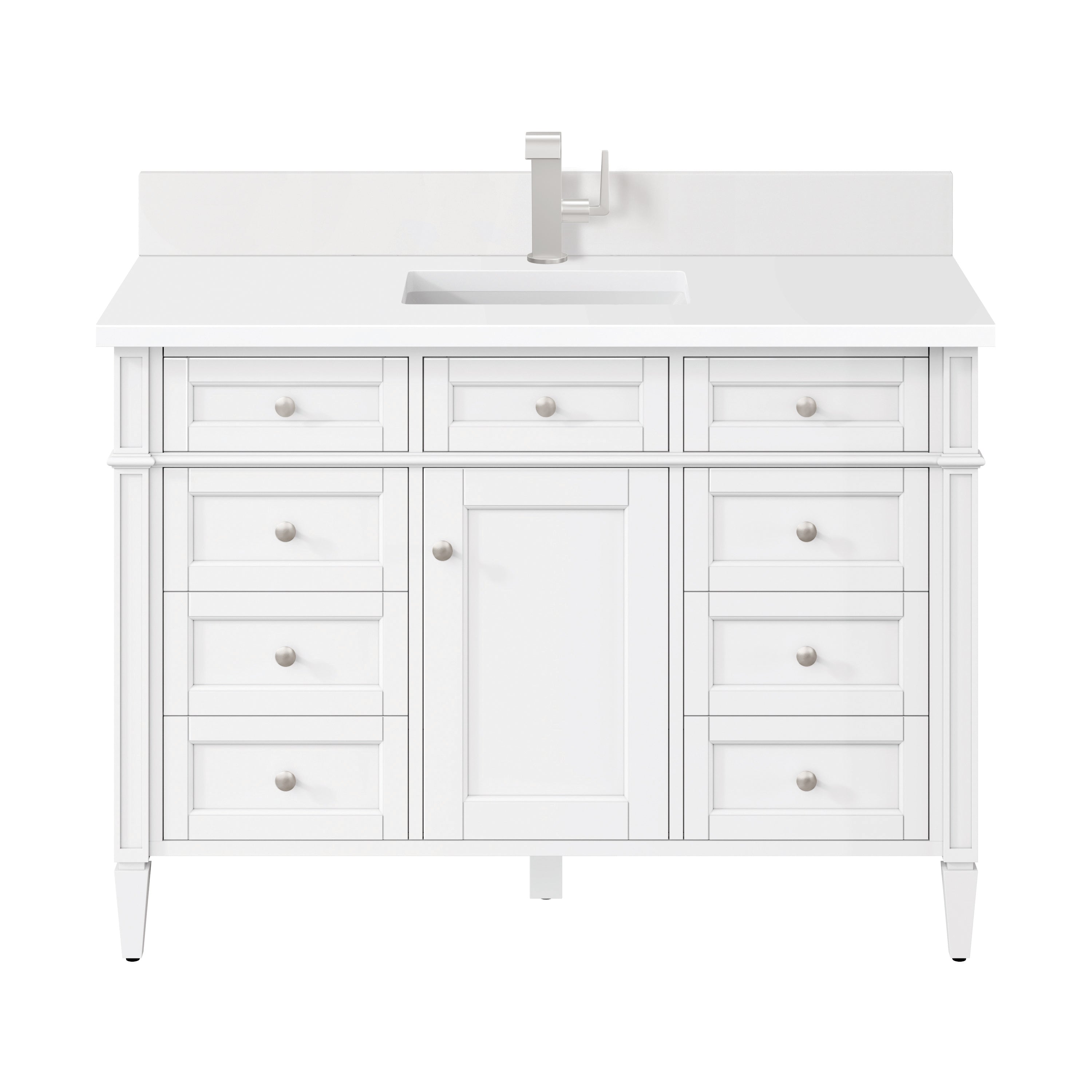 James Martin Brittany 48" Single Vanity in Bright White with 3cm Countertop