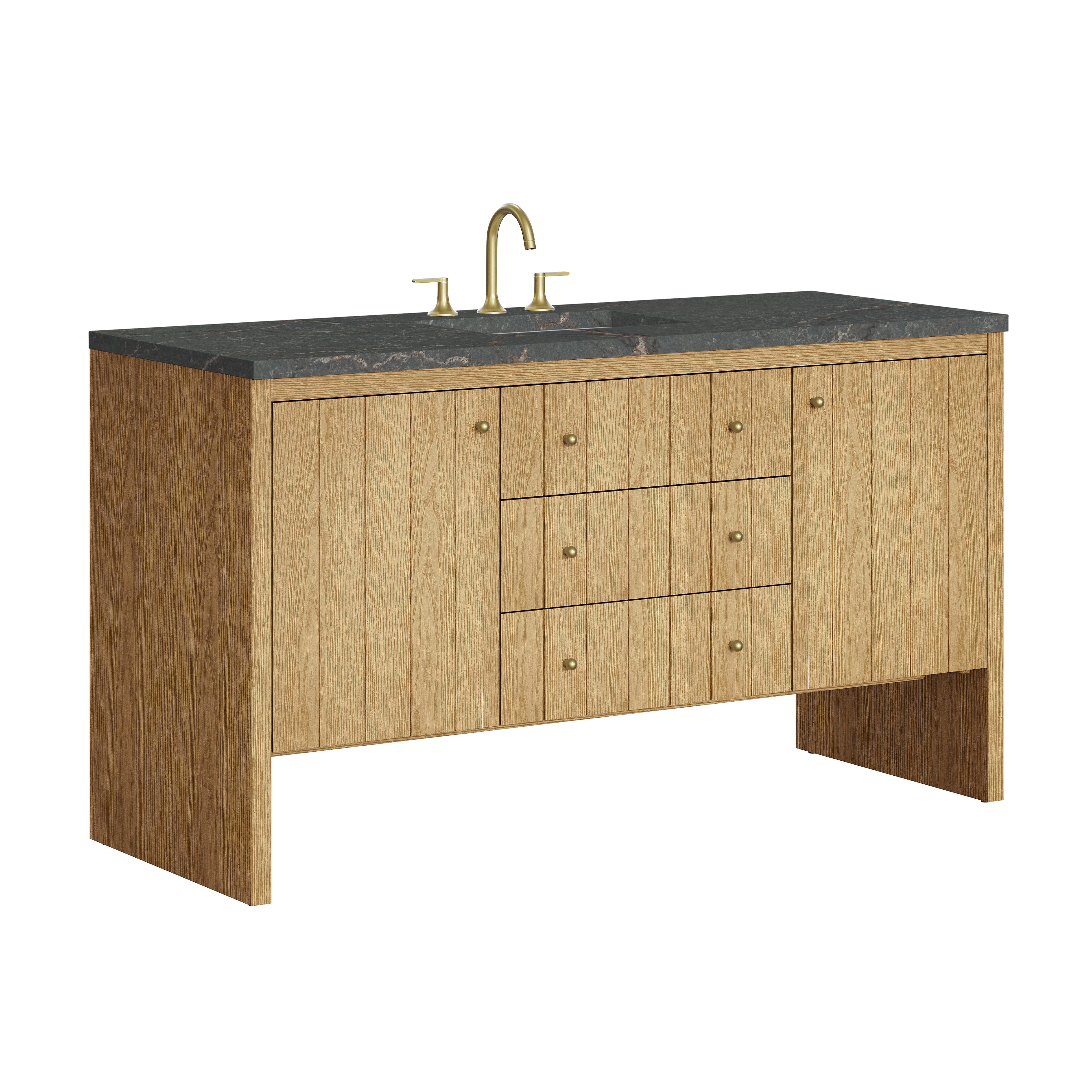James Martin Hudson 60" Single Vanity in Light Natural Oak with 3cm Countertop