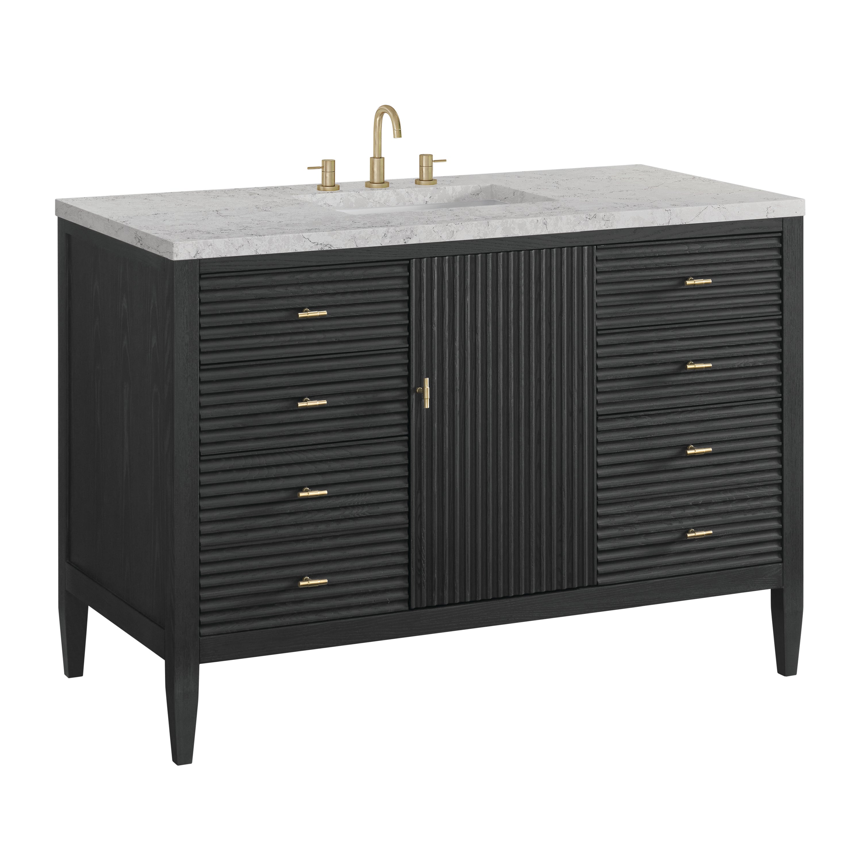 James Martin Myrrin 48" Single Vanity in Carbon Oak with 3cm Countertop