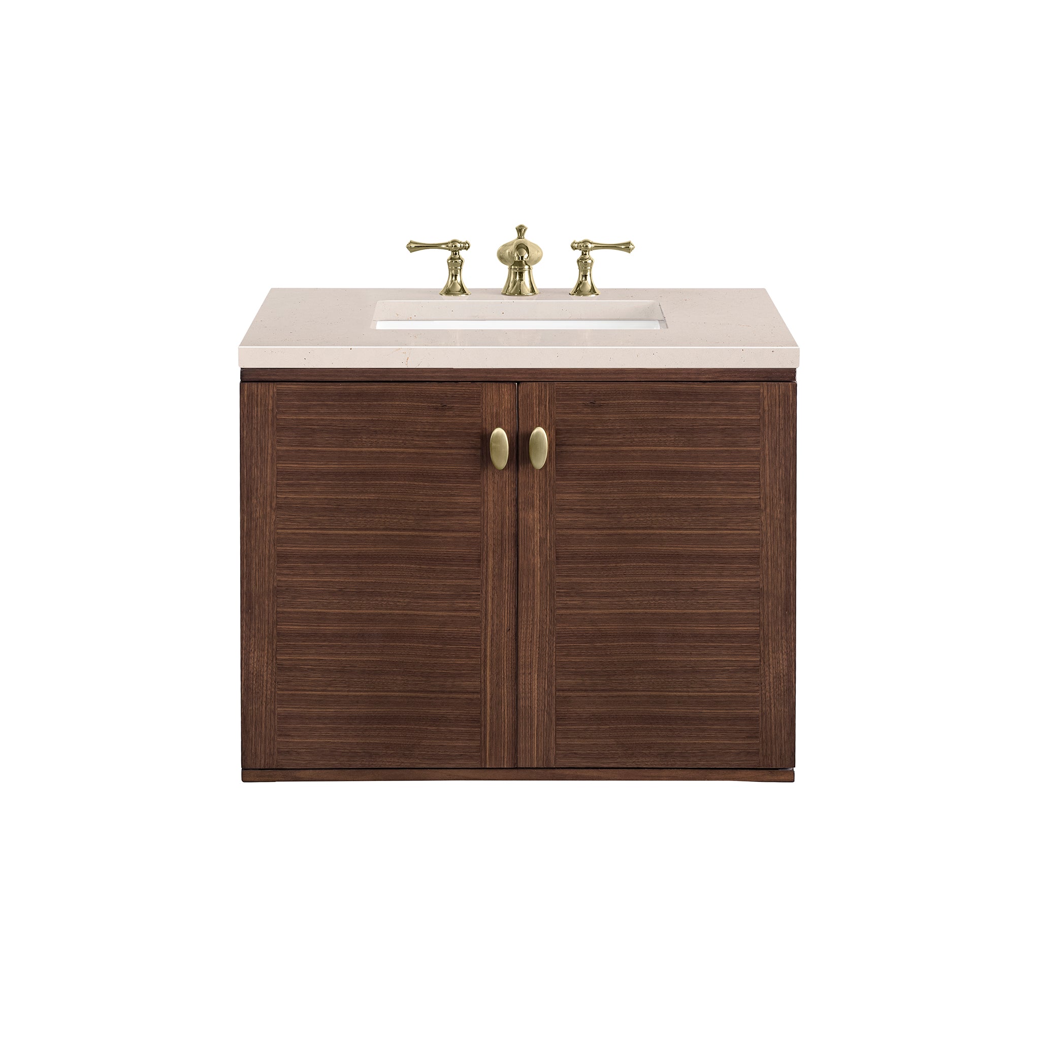 James Martin Amberly 30" Single Vanity in Mid-Century Walnut with 3cm Countertop