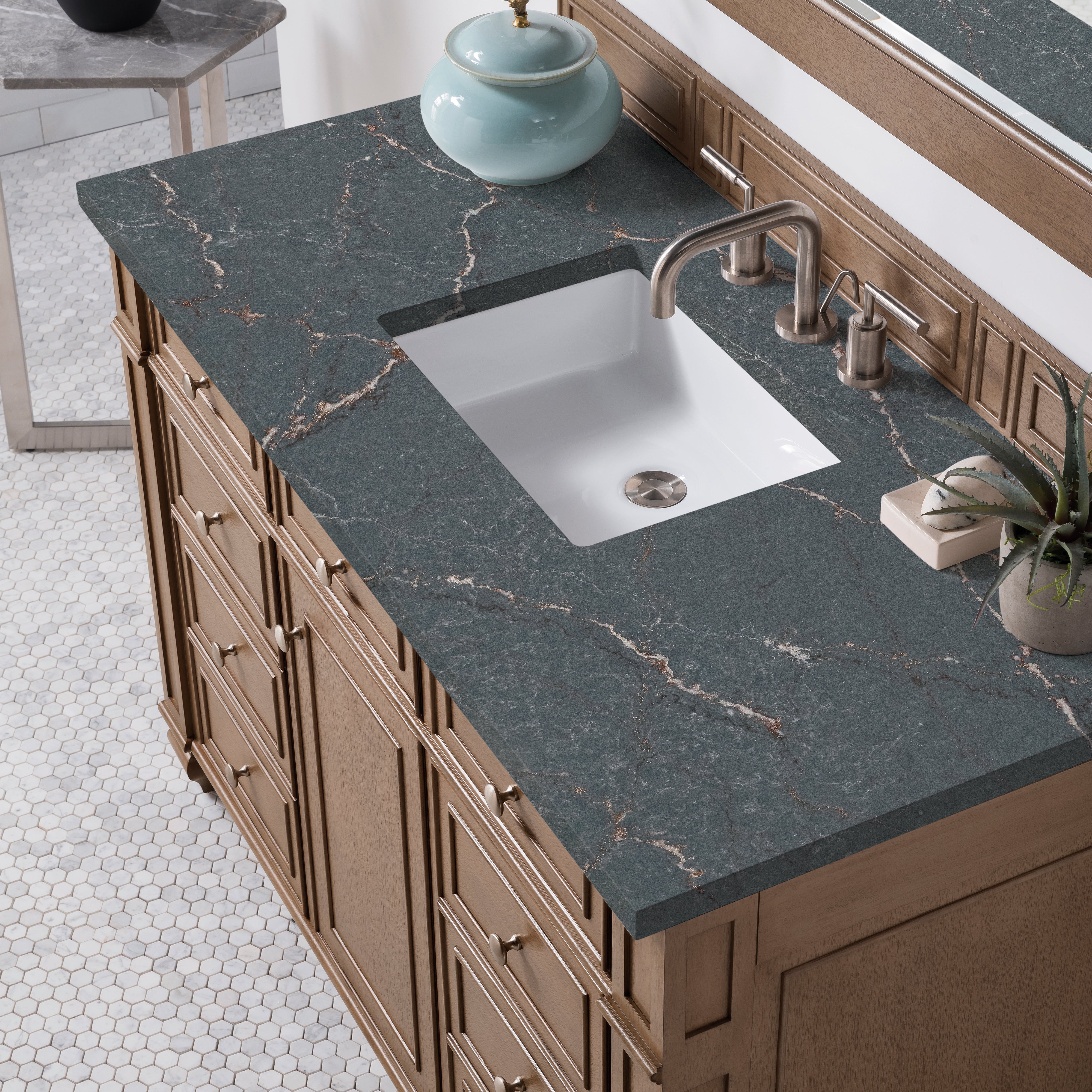 James Martin Bristol 48" Single Vanity in Whitewashed Walnut with 3cm Countertop