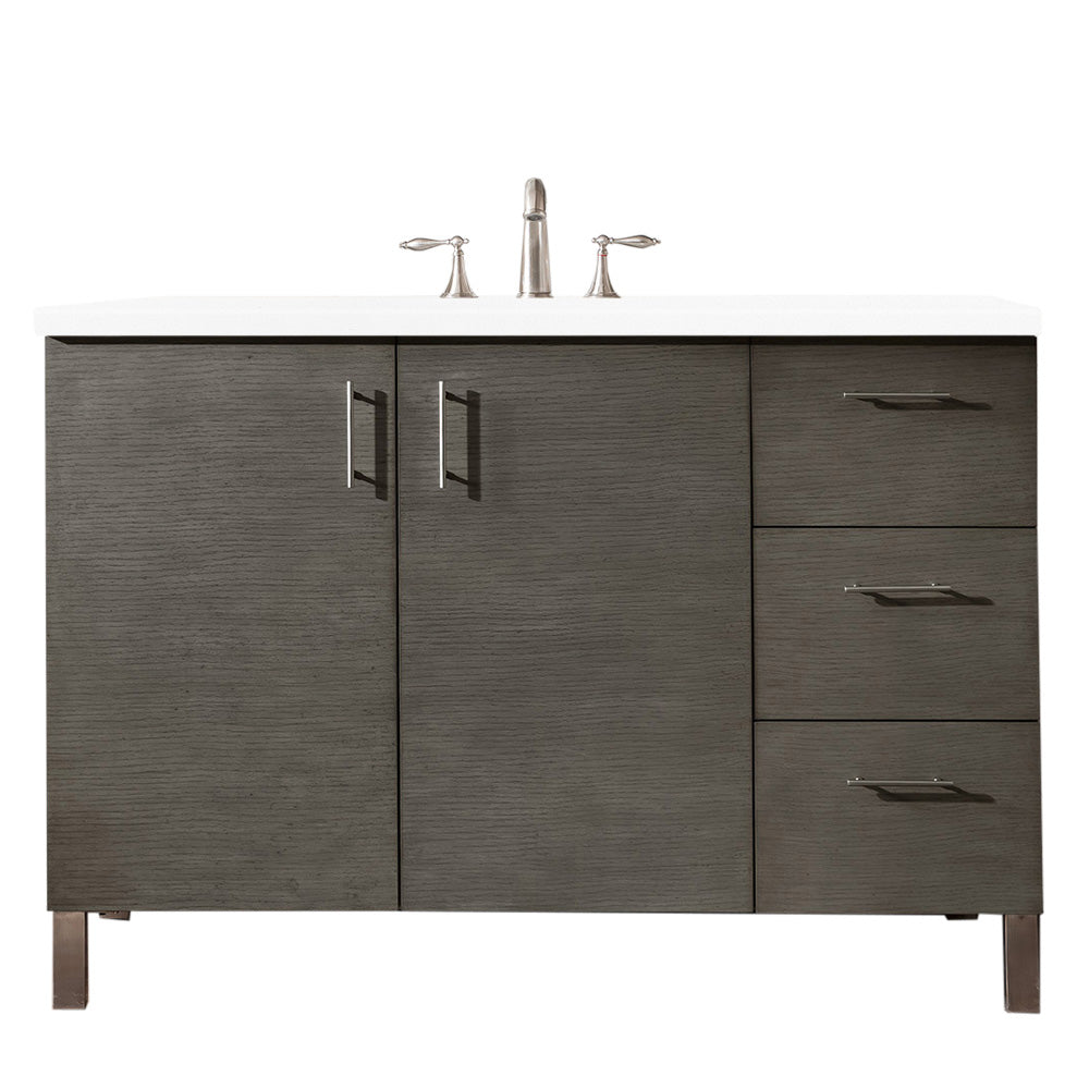 James Martin Metropolitan 48" Single Vanity in Silver Oak with 3cm Countertop