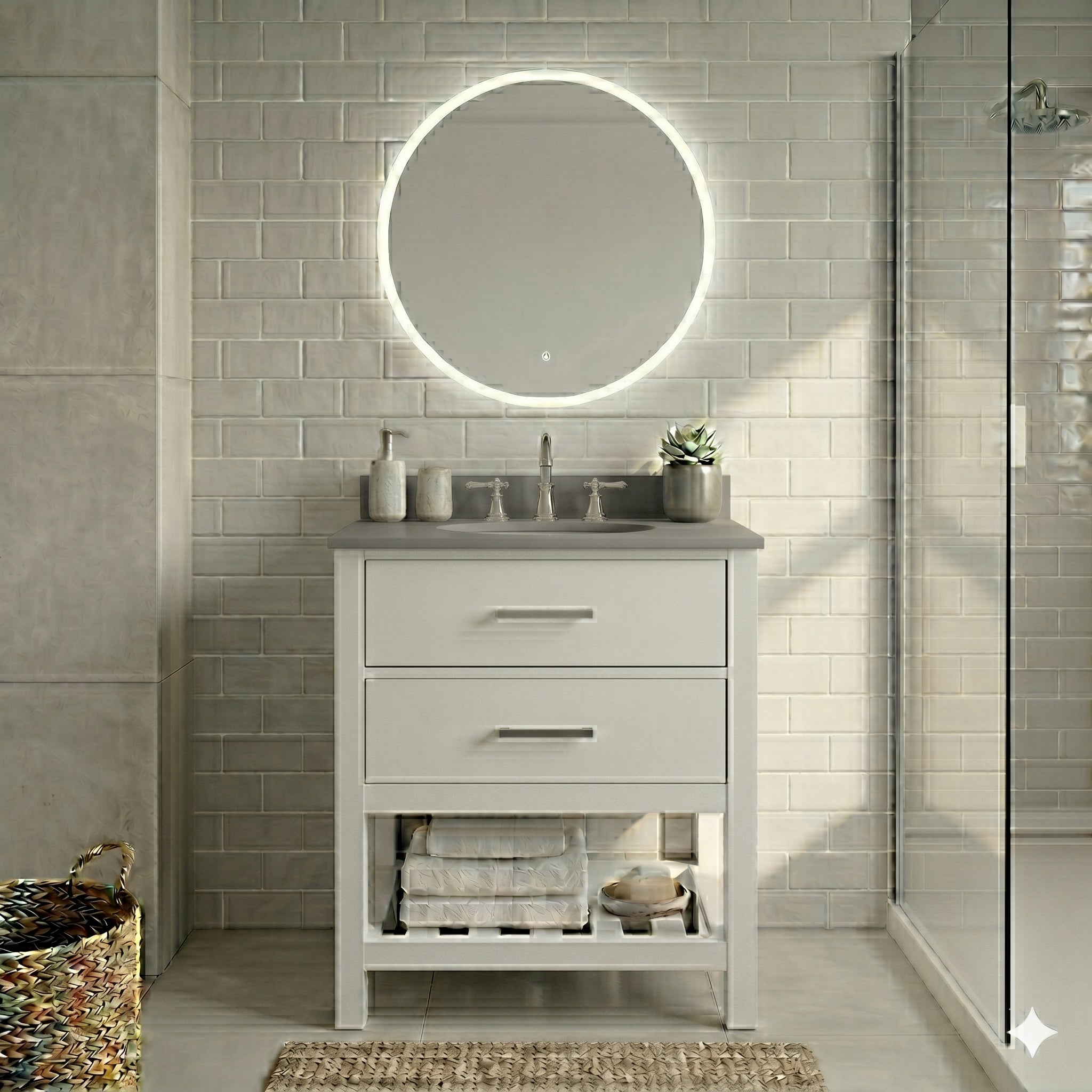 MAIDSTONE Holden 24 Inch Birch and Oak Console Vanity