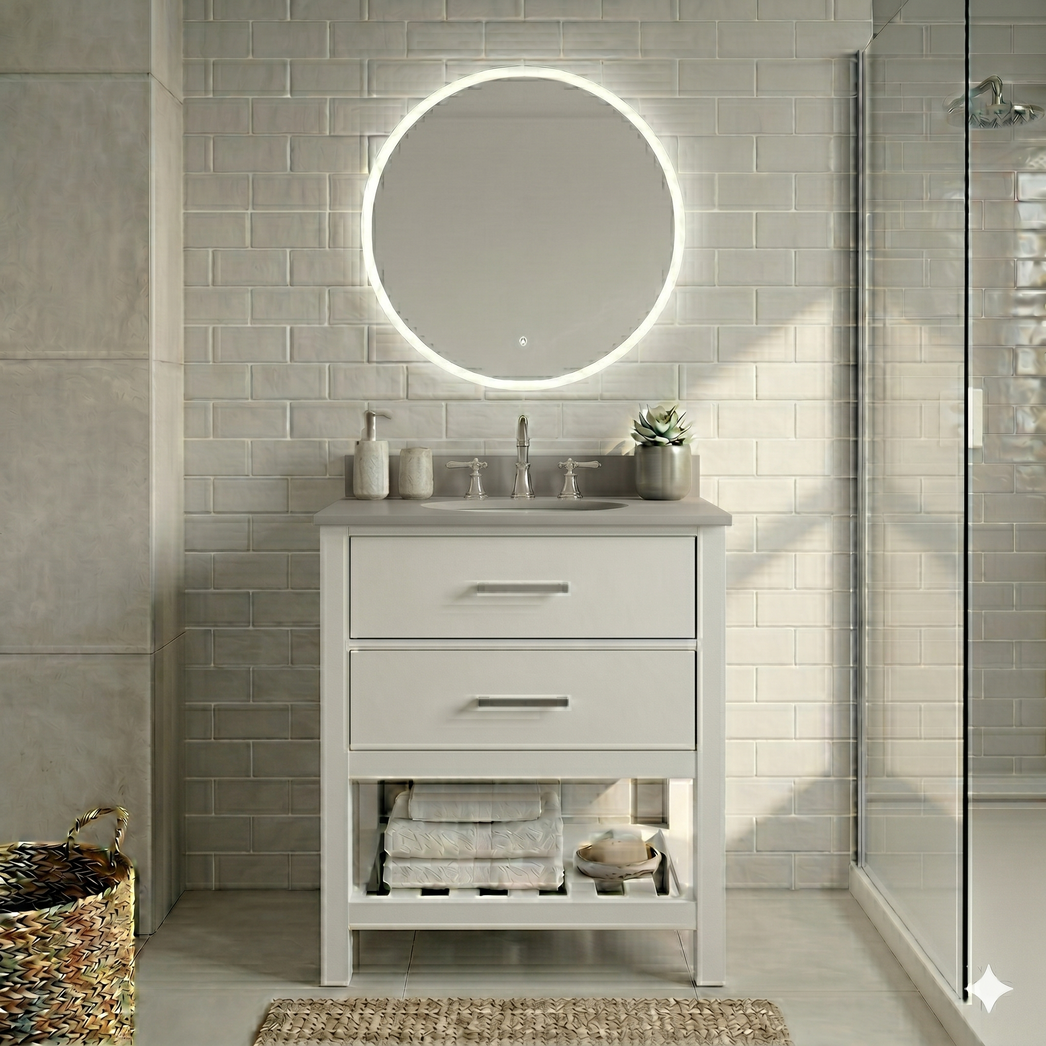 MAIDSTONE Holden 24 Inch Birch and Oak Console Vanity