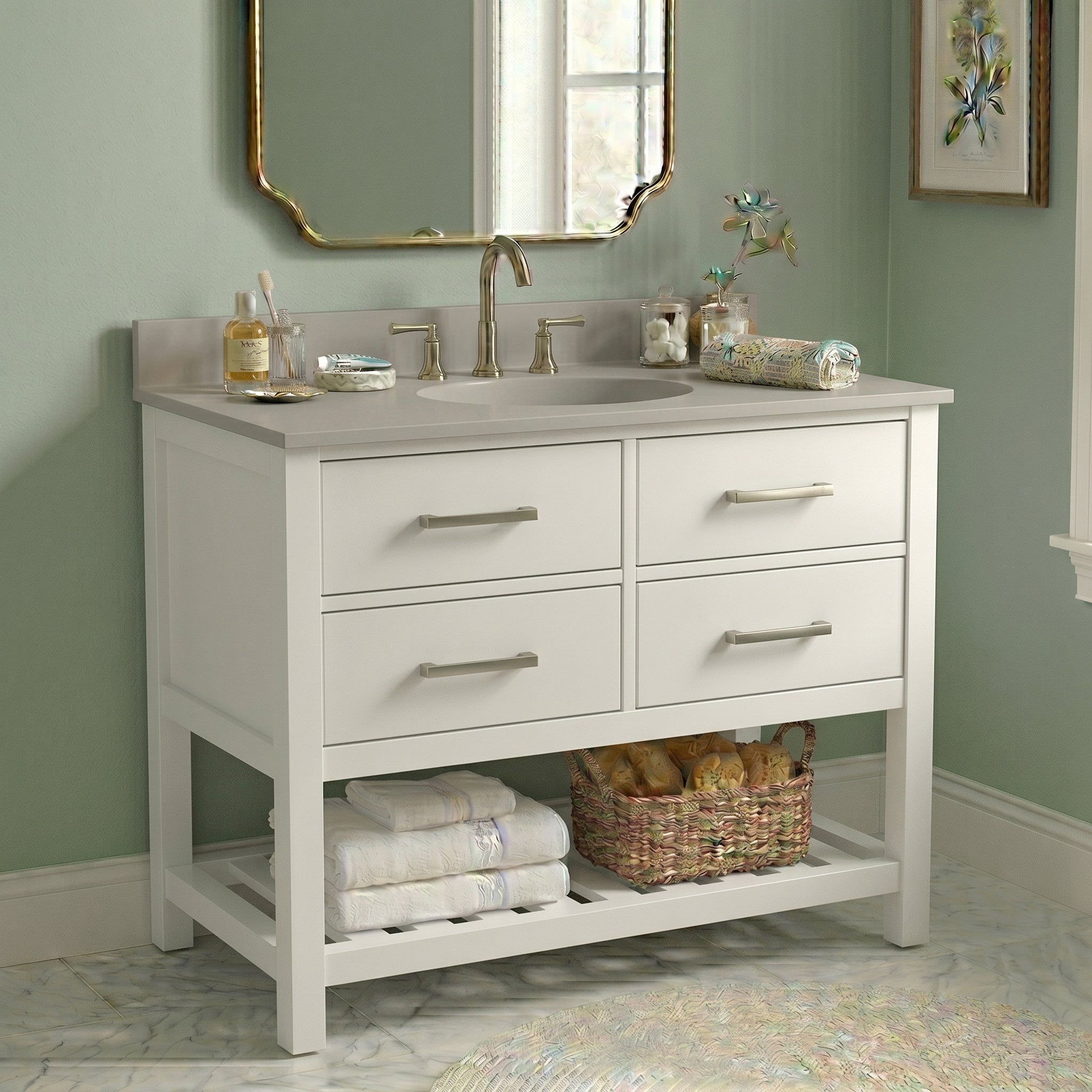 MAIDSTONE Holden 36 Inch Birch and Oak Console Vanity
