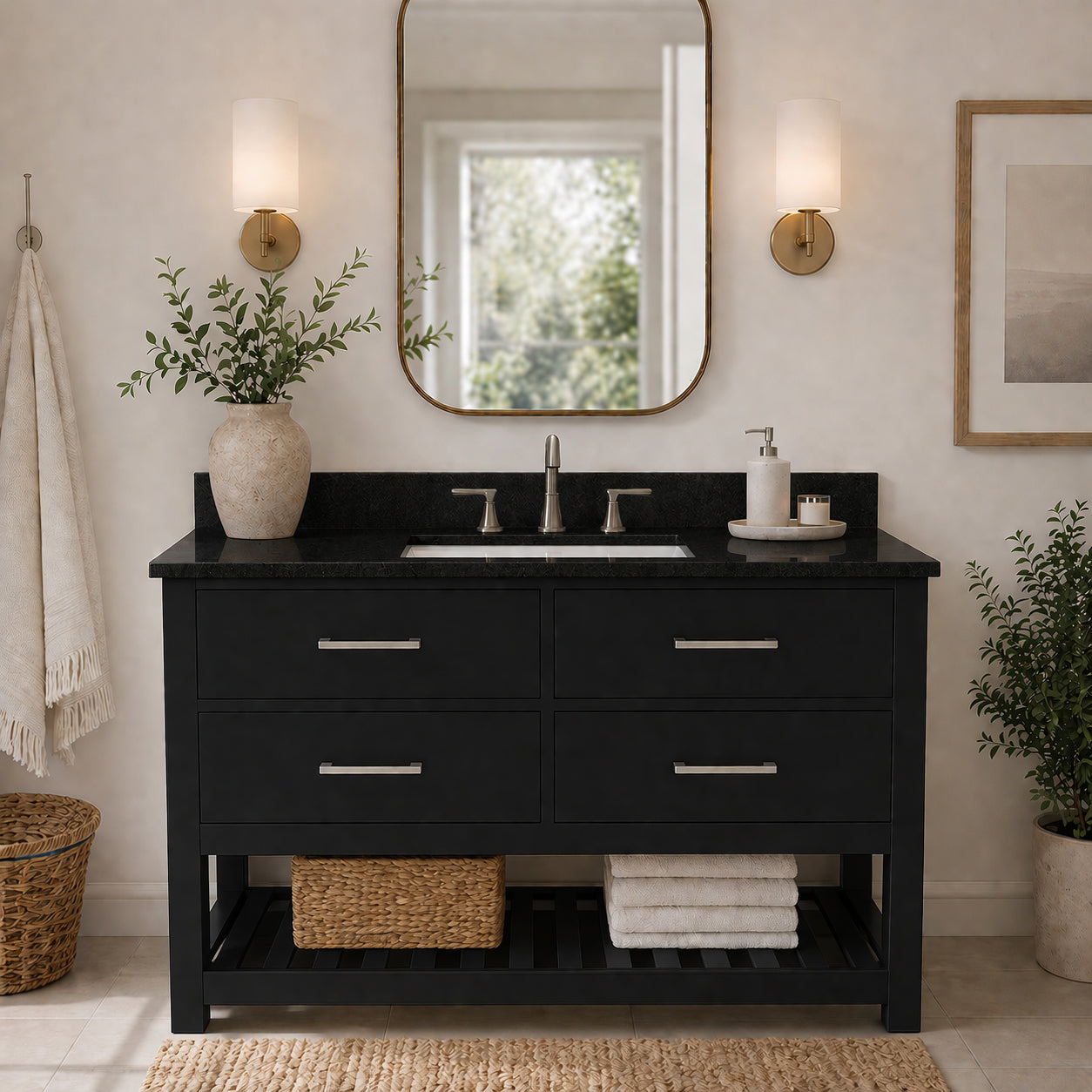 MAIDSTONE Holden 48 Inch Birch and Oak Console Vanity