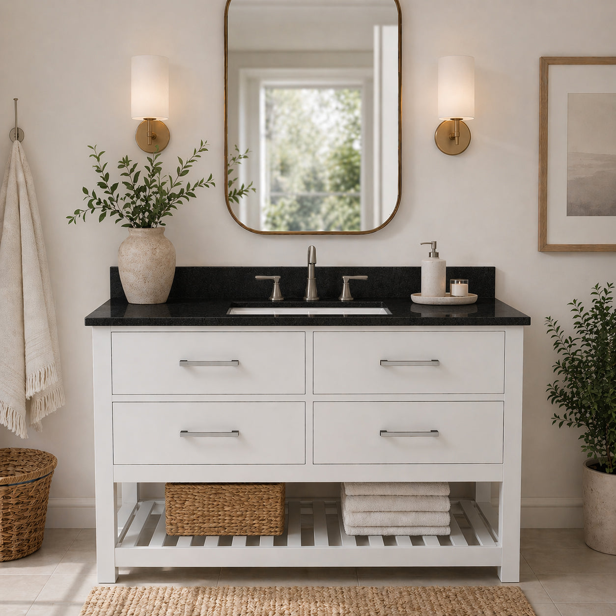 MAIDSTONE Holden 48 Inch Birch and Oak Console Vanity