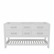MAIDSTONE Holden 60 Inch Birch and Oak Console Vanity - White