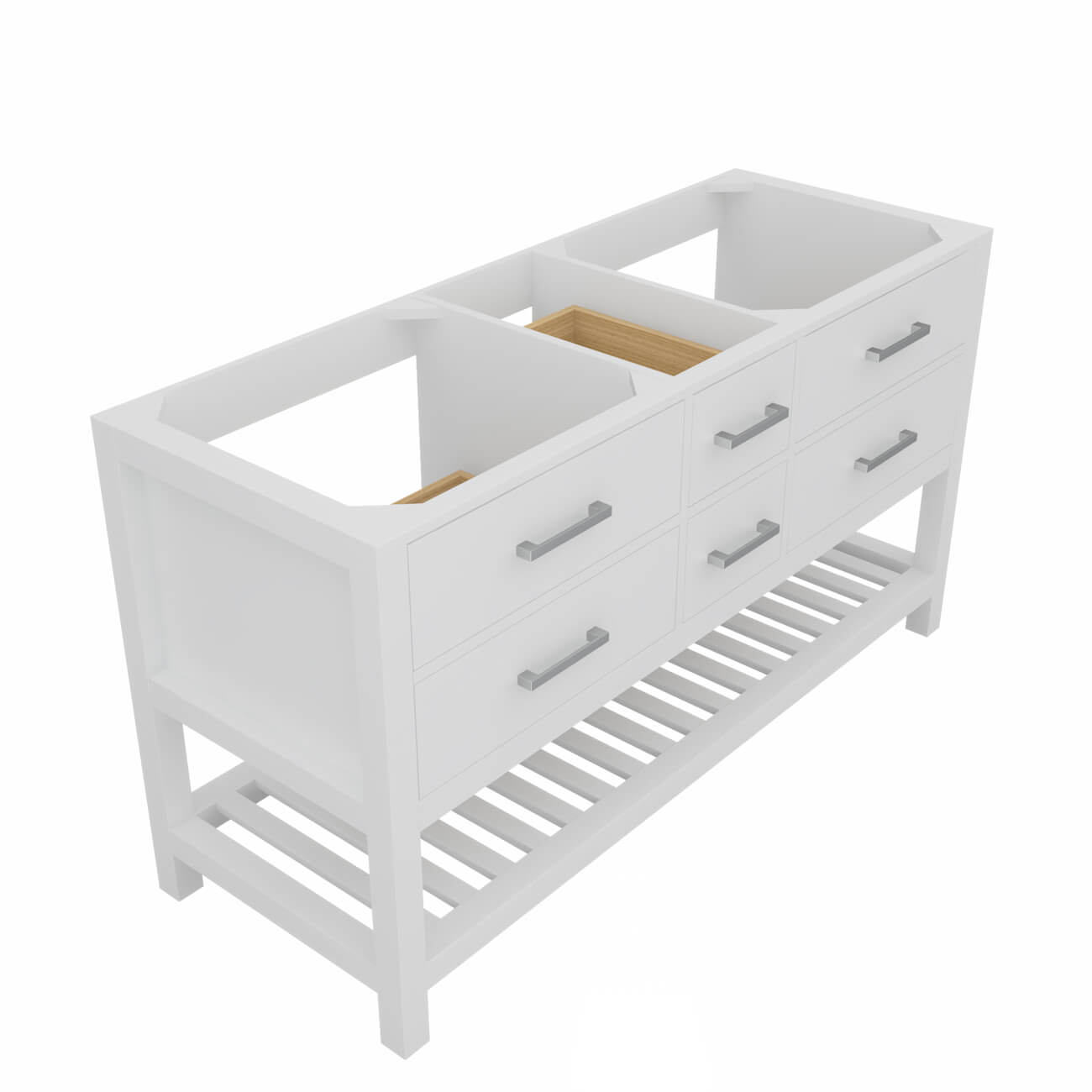 MAIDSTONE Holden 60 Inch Birch and Oak Console Vanity - White