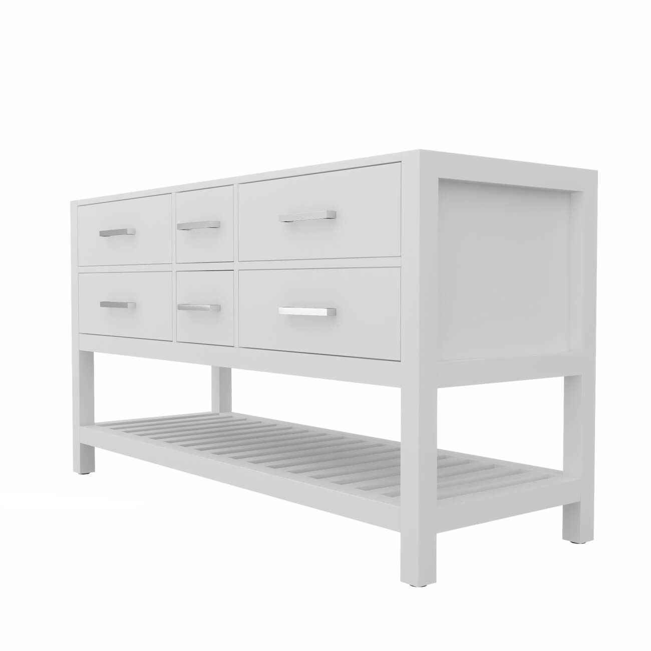 MAIDSTONE Holden 60 Inch Birch and Oak Console Vanity - White