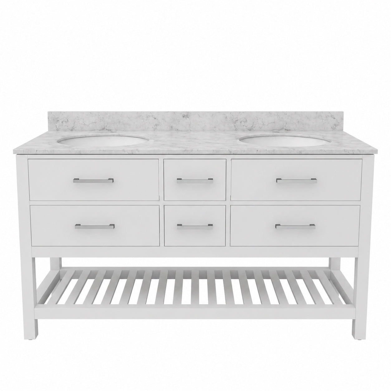 MAIDSTONE Holden 60 Inch Birch and Oak Console Vanity - White