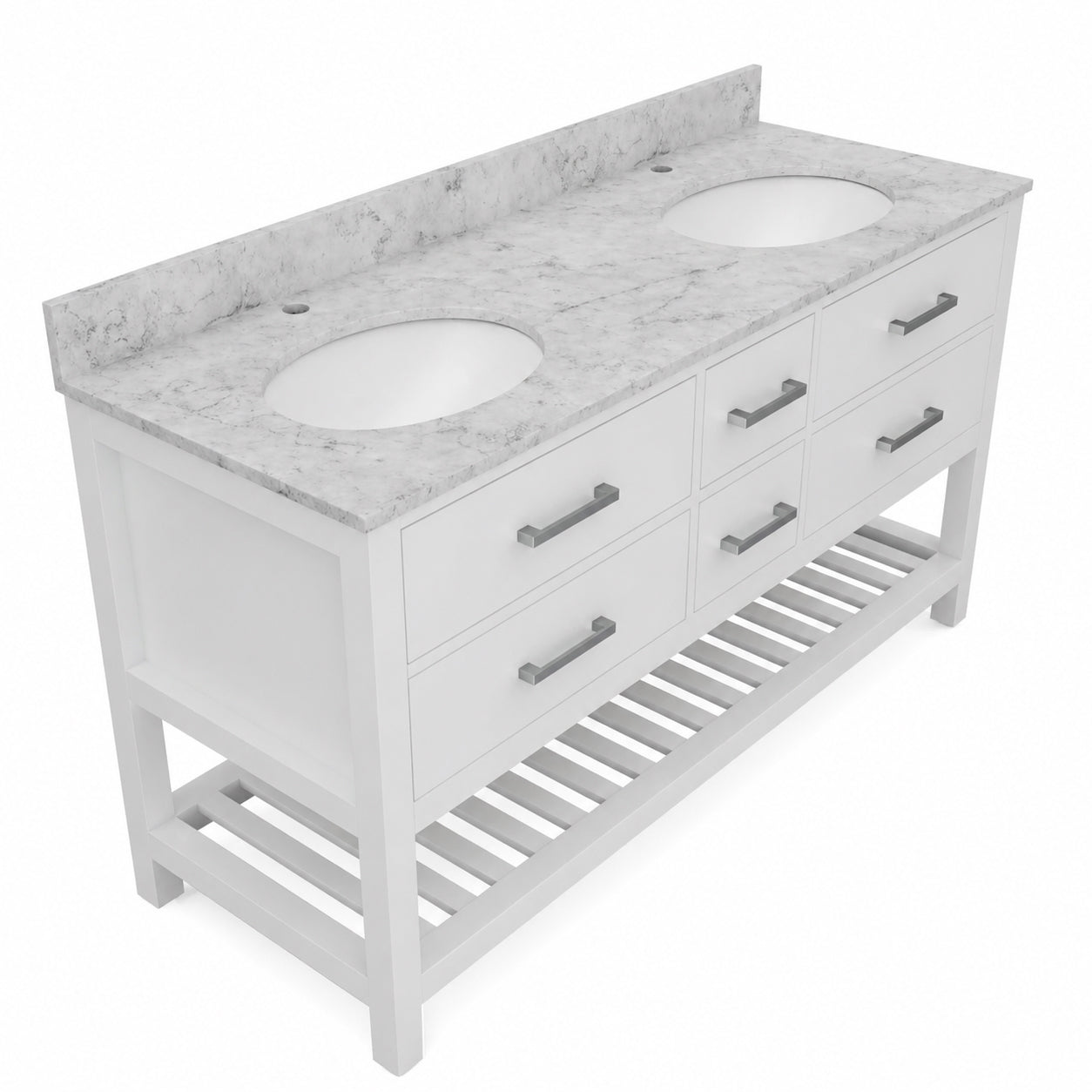 MAIDSTONE Holden 60 Inch Birch and Oak Console Vanity - White