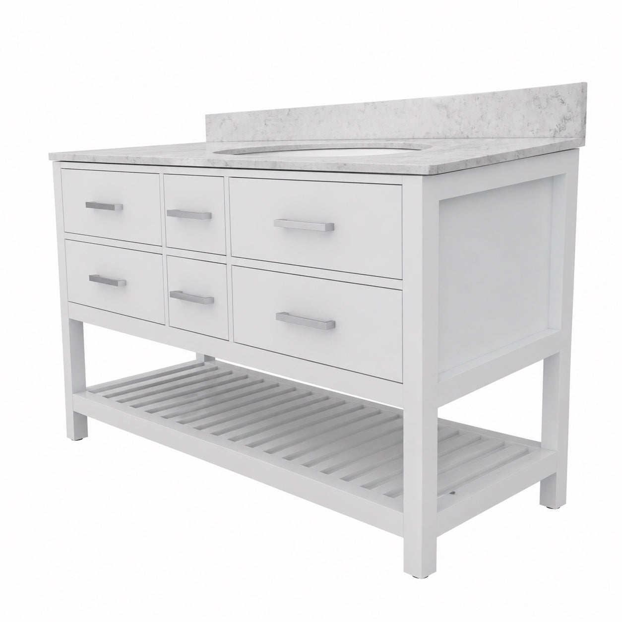MAIDSTONE Holden 60 Inch Birch and Oak Console Vanity - White