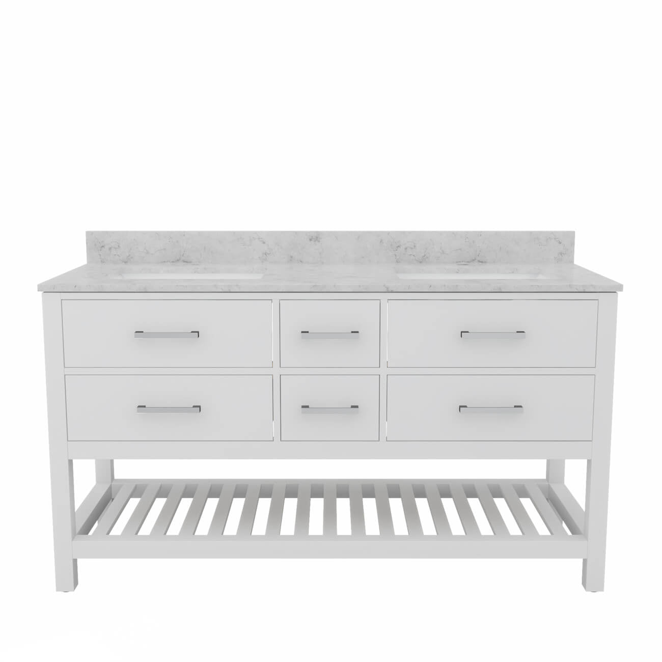 MAIDSTONE Holden 60 Inch Birch and Oak Console Vanity - White