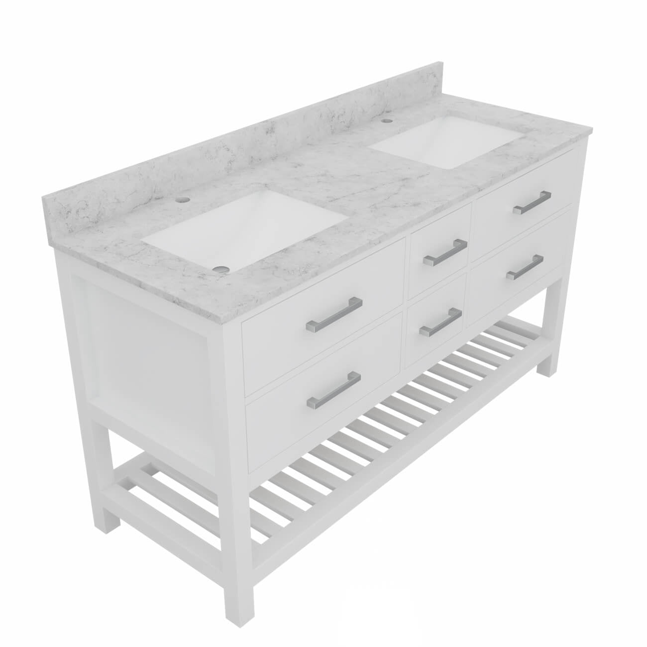 MAIDSTONE Holden 60 Inch Birch and Oak Console Vanity - White
