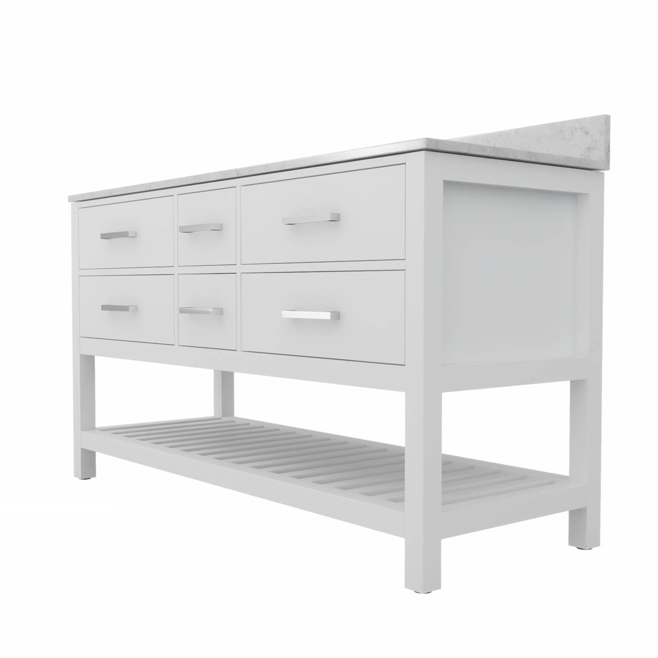 MAIDSTONE Holden 60 Inch Birch and Oak Console Vanity - White