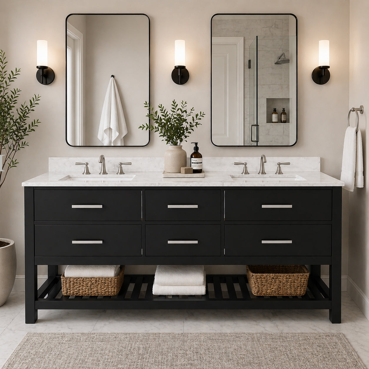 MAIDSTONE Holden 72 Inch Birch and Oak Console Vanity