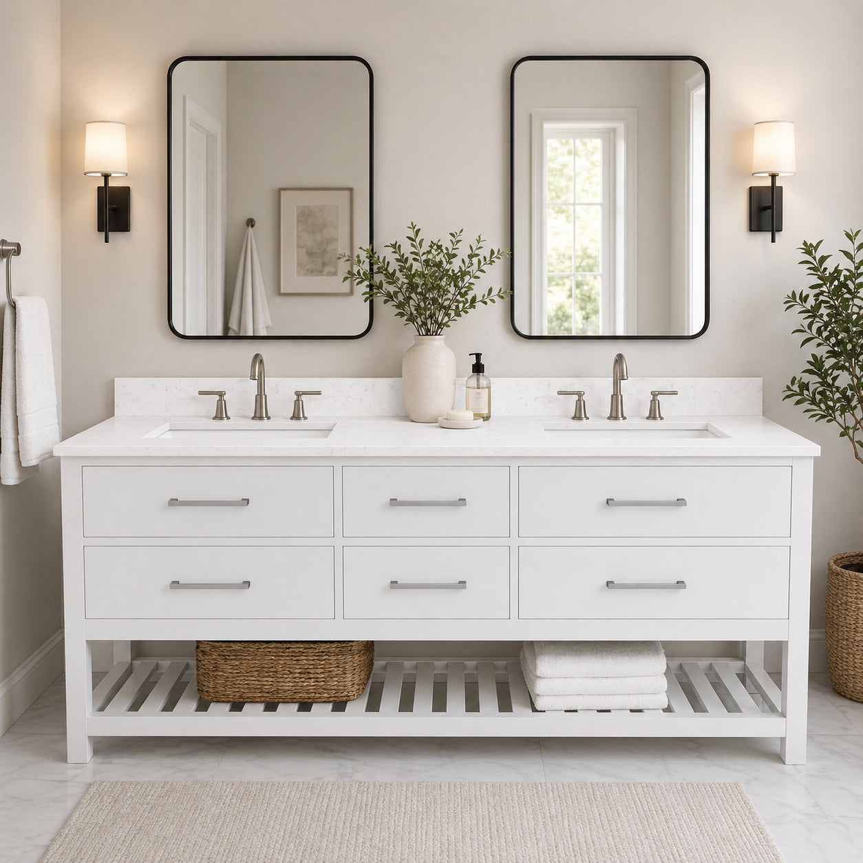 MAIDSTONE Holden 72 Inch Birch and Oak Console Vanity