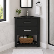 MAIDSTONE Holden 24 Inch Corner Oak Vanity
