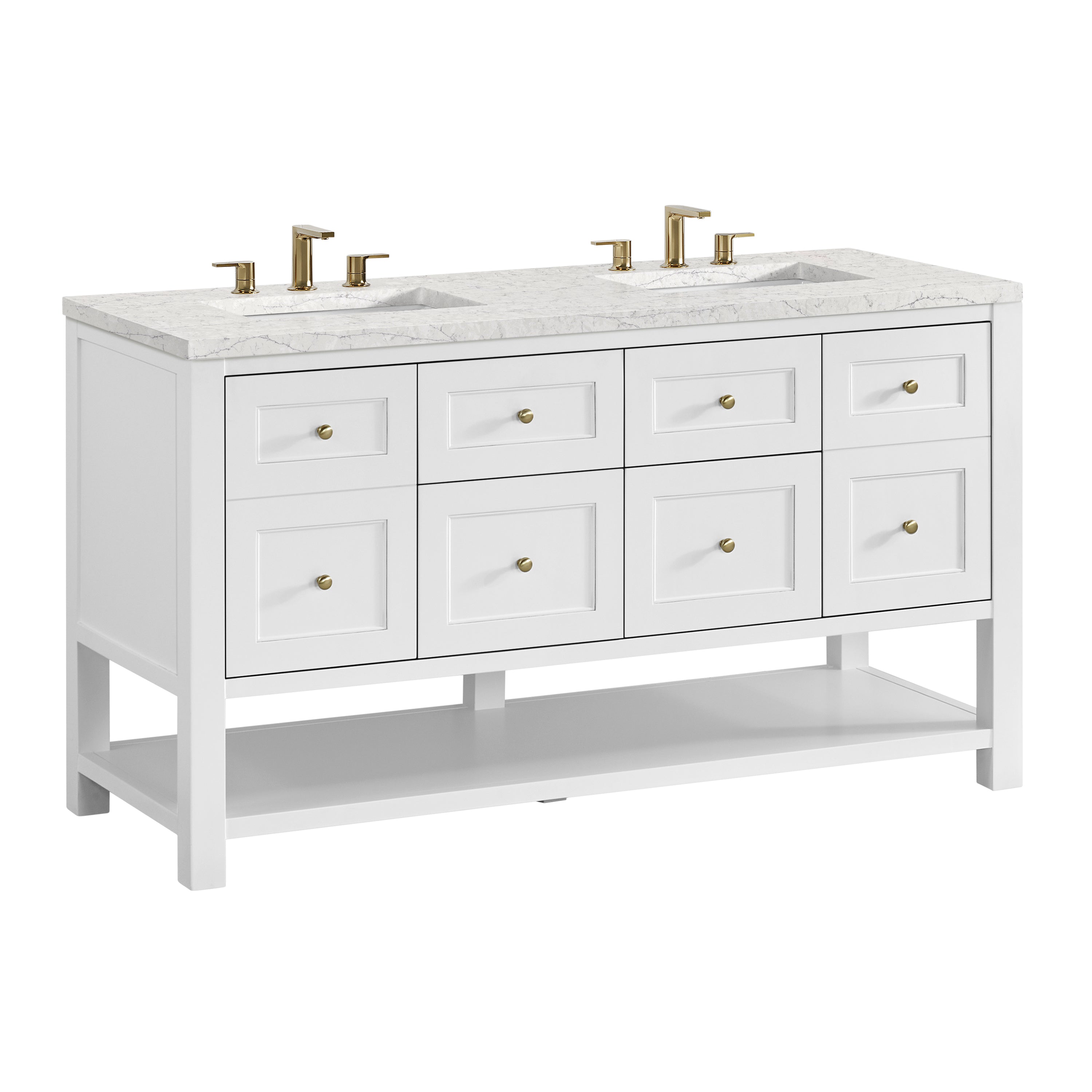 James Martin Breckenridge 60" Double Vanity in Bright White with 3cm Countertop