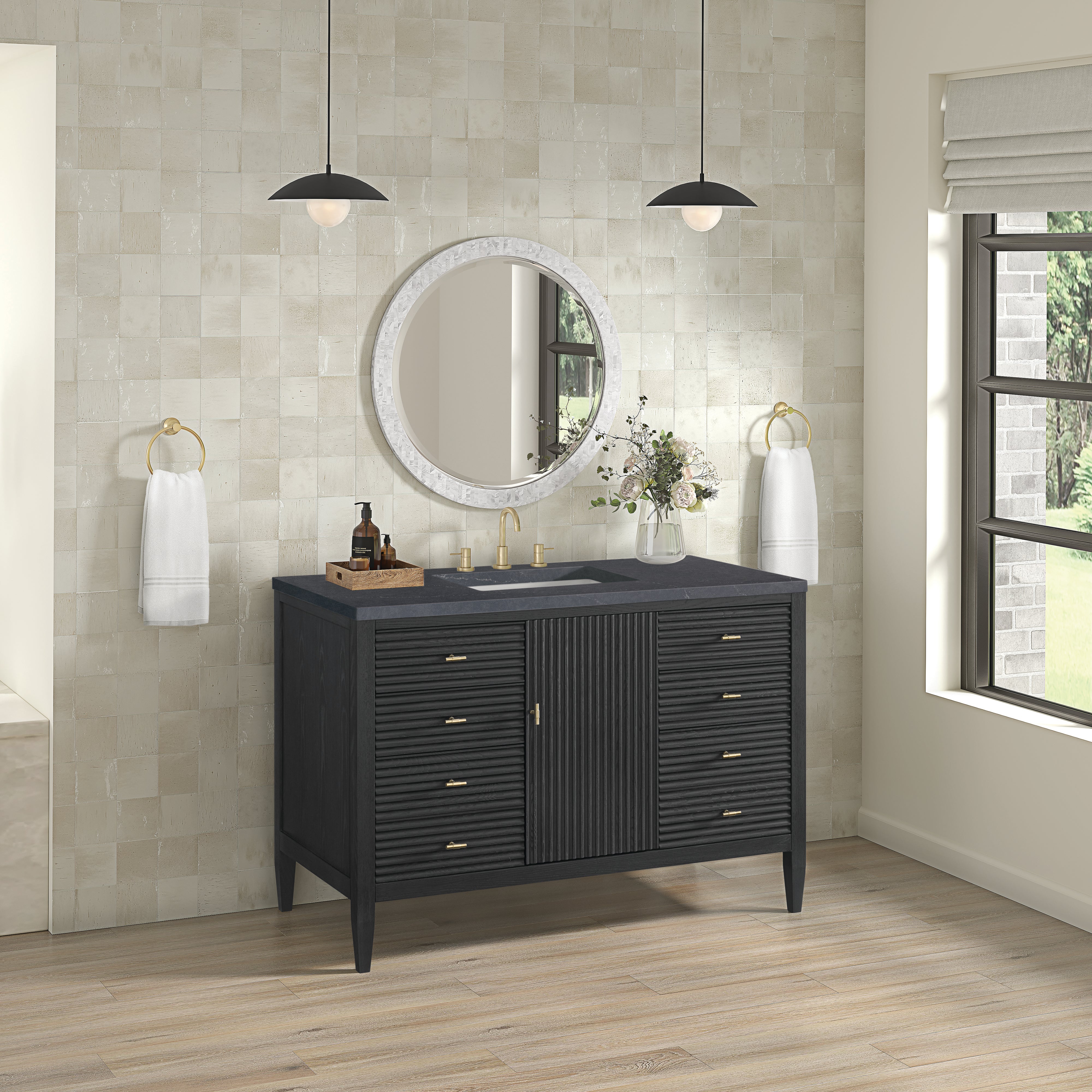 James Martin Myrrin 48" Single Vanity in Carbon Oak with 3cm Countertop