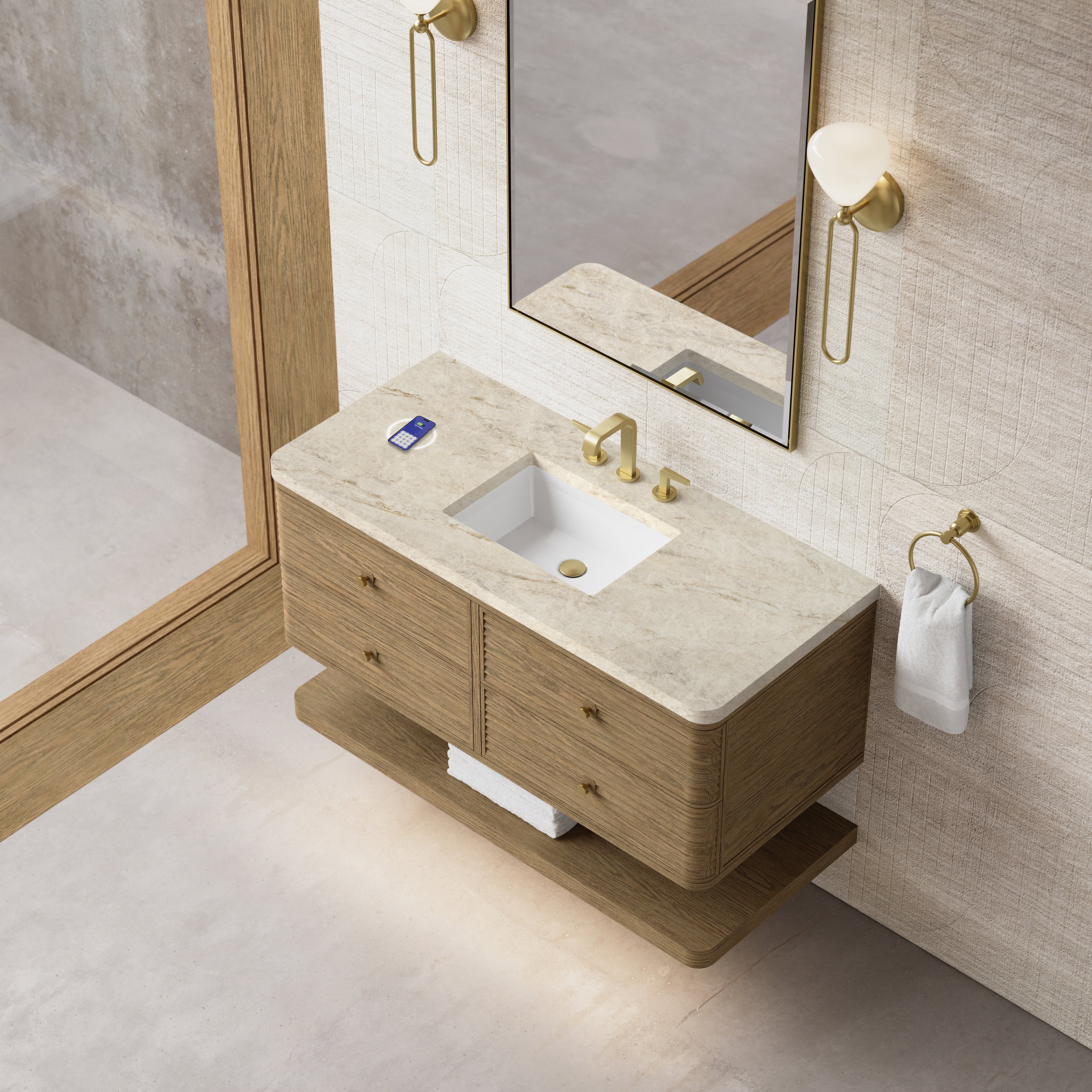 James Martin Allamari 48" Single Vanity in Dune Mist with 3cm Countertop