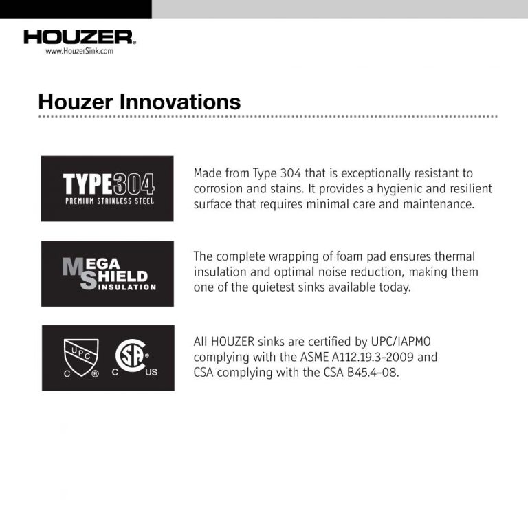 Houzer Bellus 33" Stainless Steel Drop-in Topmount 1-hole Single Bowl Kitchen Sink with Strainer & Grid