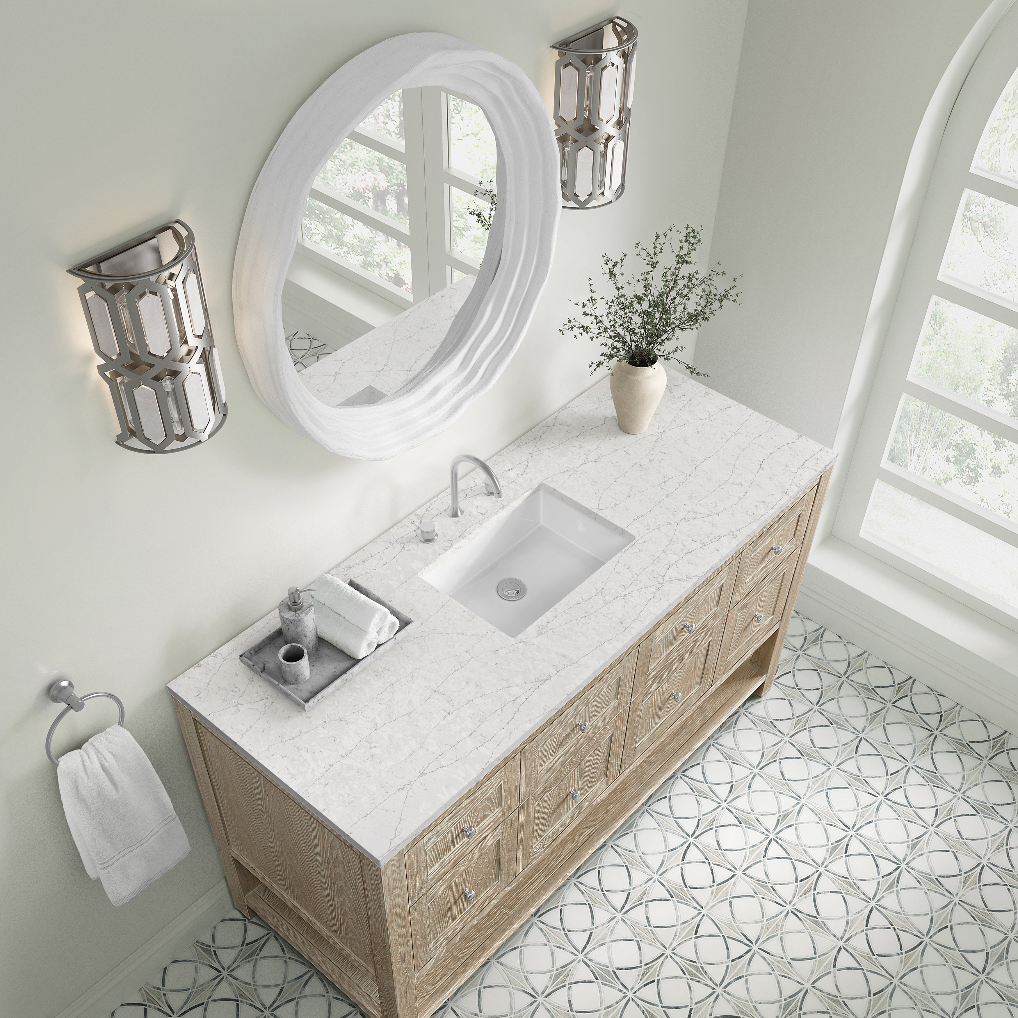 James Martin Breckenridge 60" Single Vanity in Whitewashed Oak with 3cm Countertop