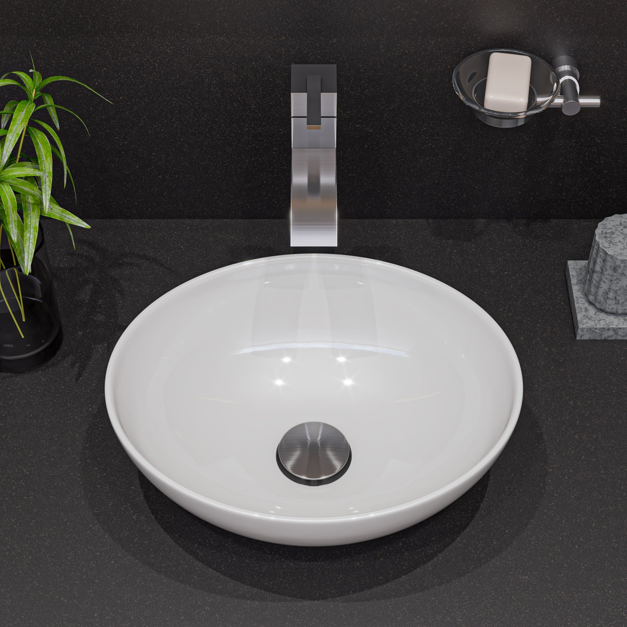 ALFI brand AB1158 Tall Square Body Curved Spout Single Lever Bathroom Faucet